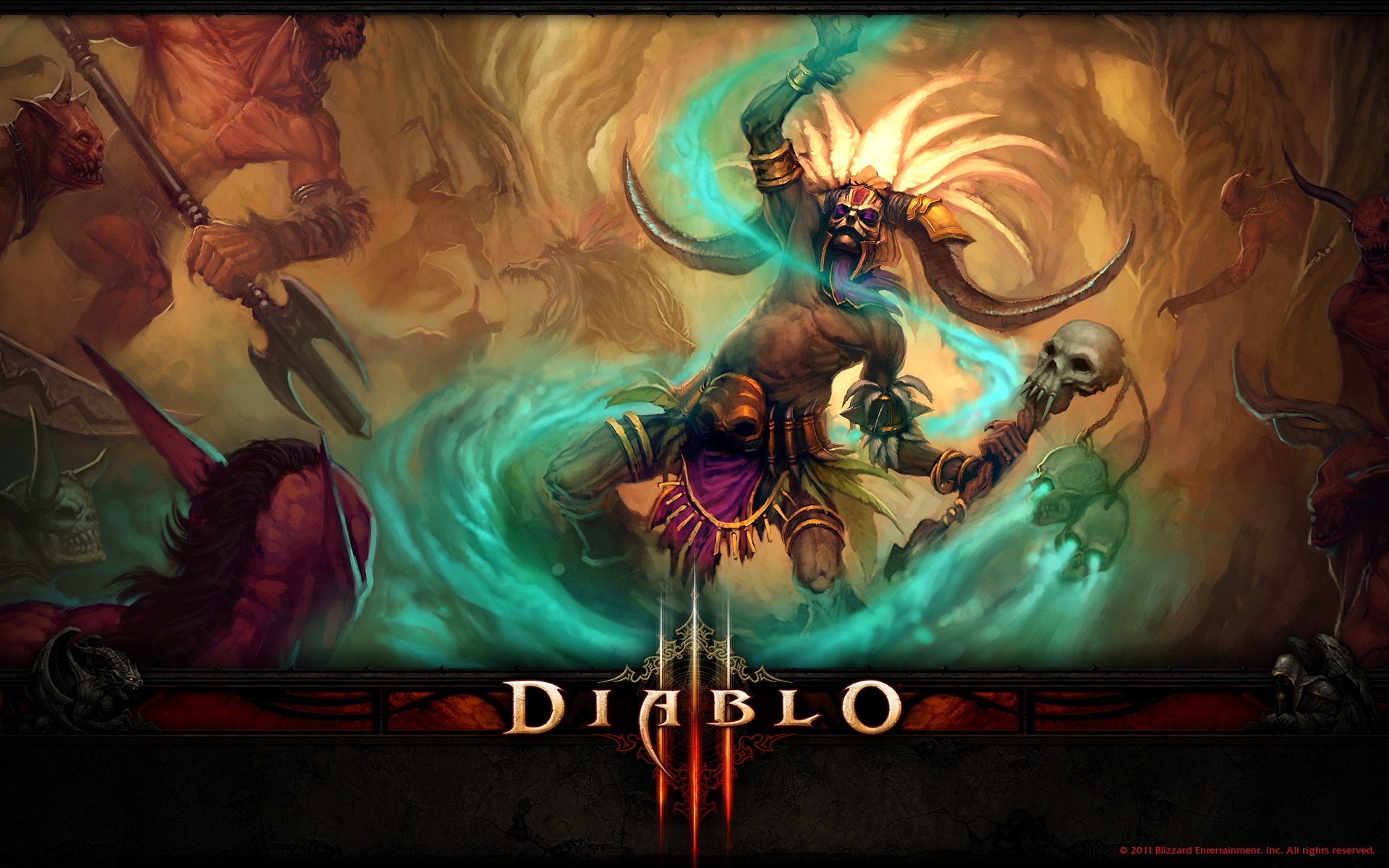 Diablo III Witch Doctor and demons HD Wallpaper
