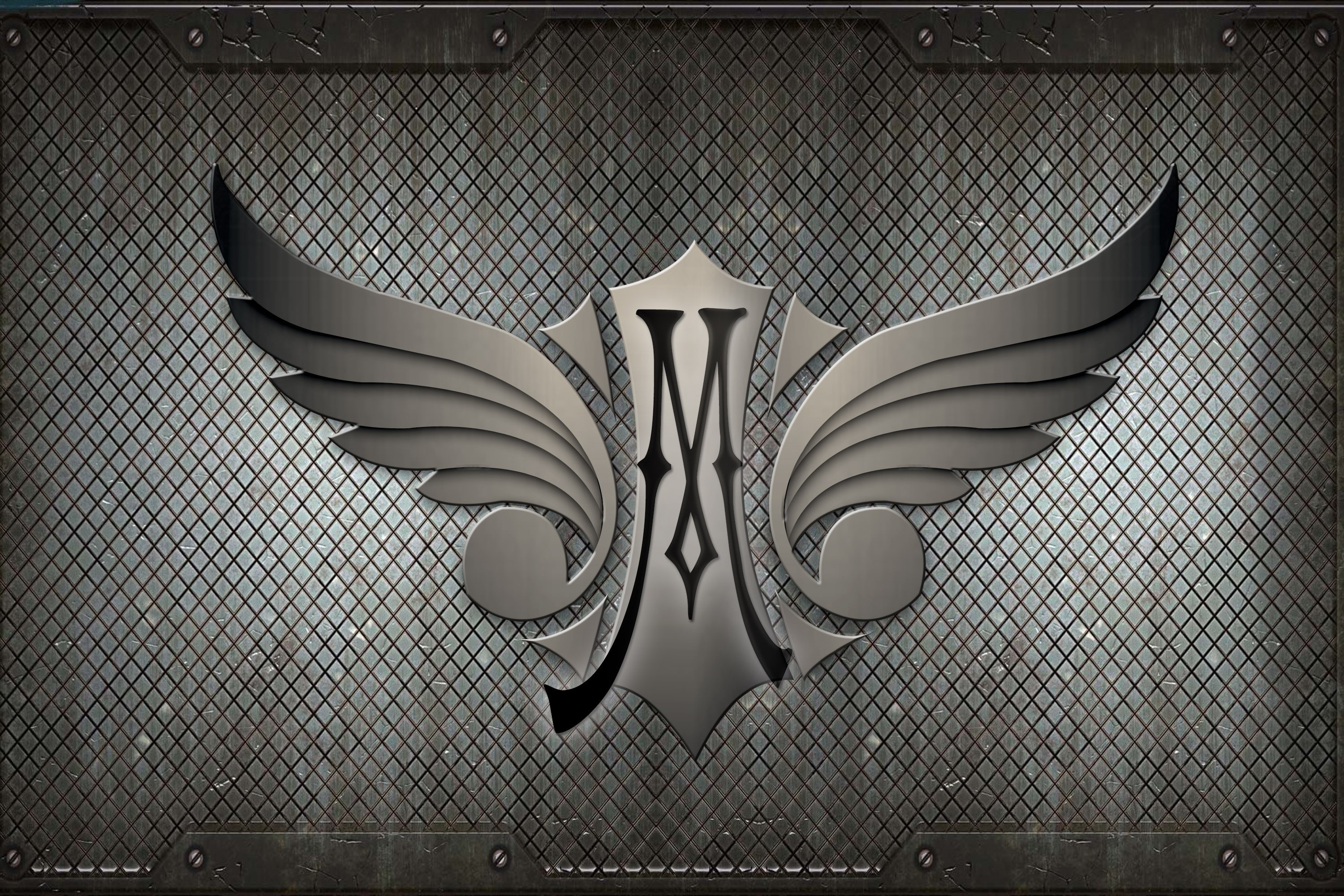 Winged emblem with letter M on textured background HD Wallpaper