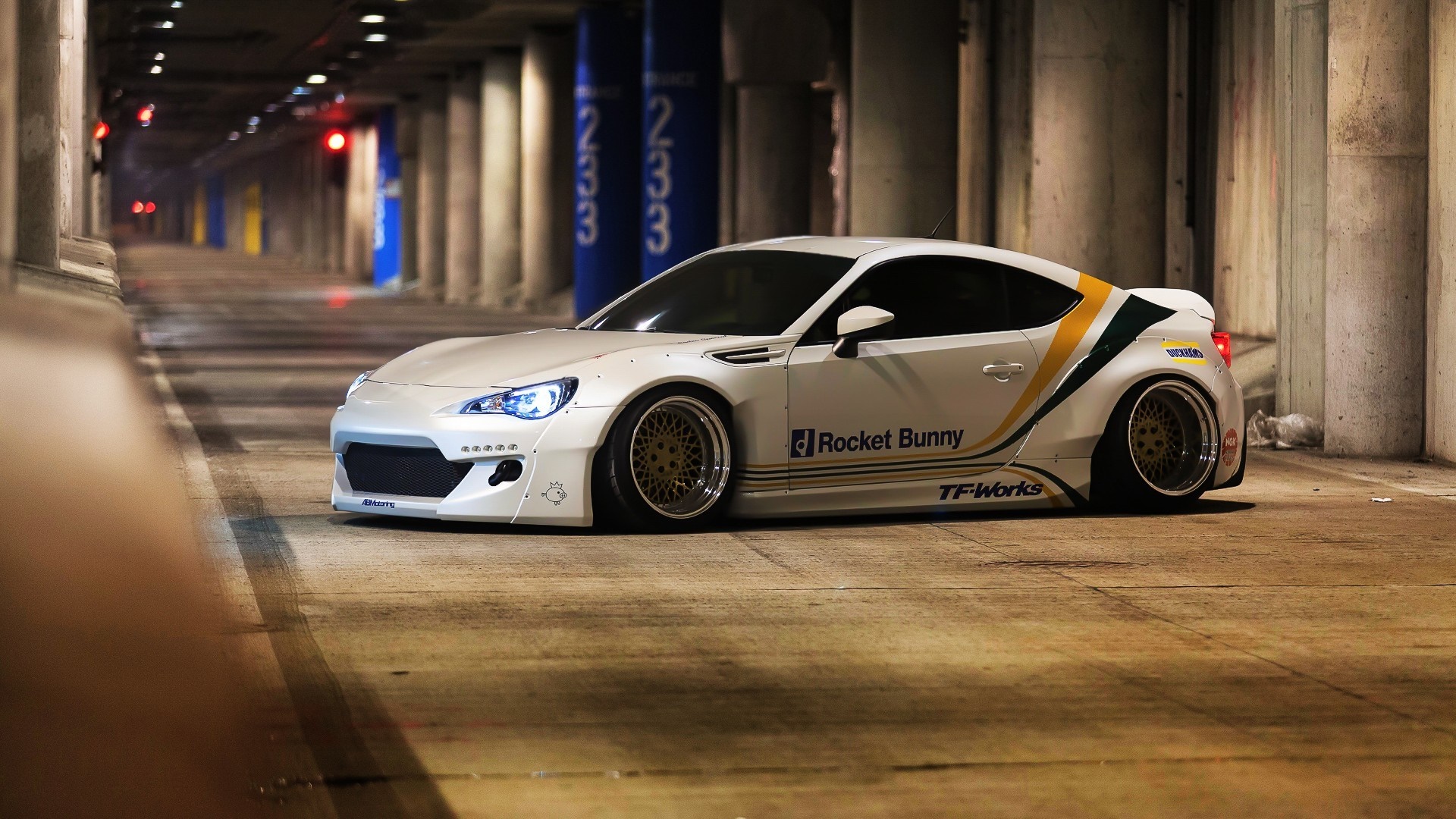 White Rocket Bunny TFWorks Sports Car HD Wallpaper