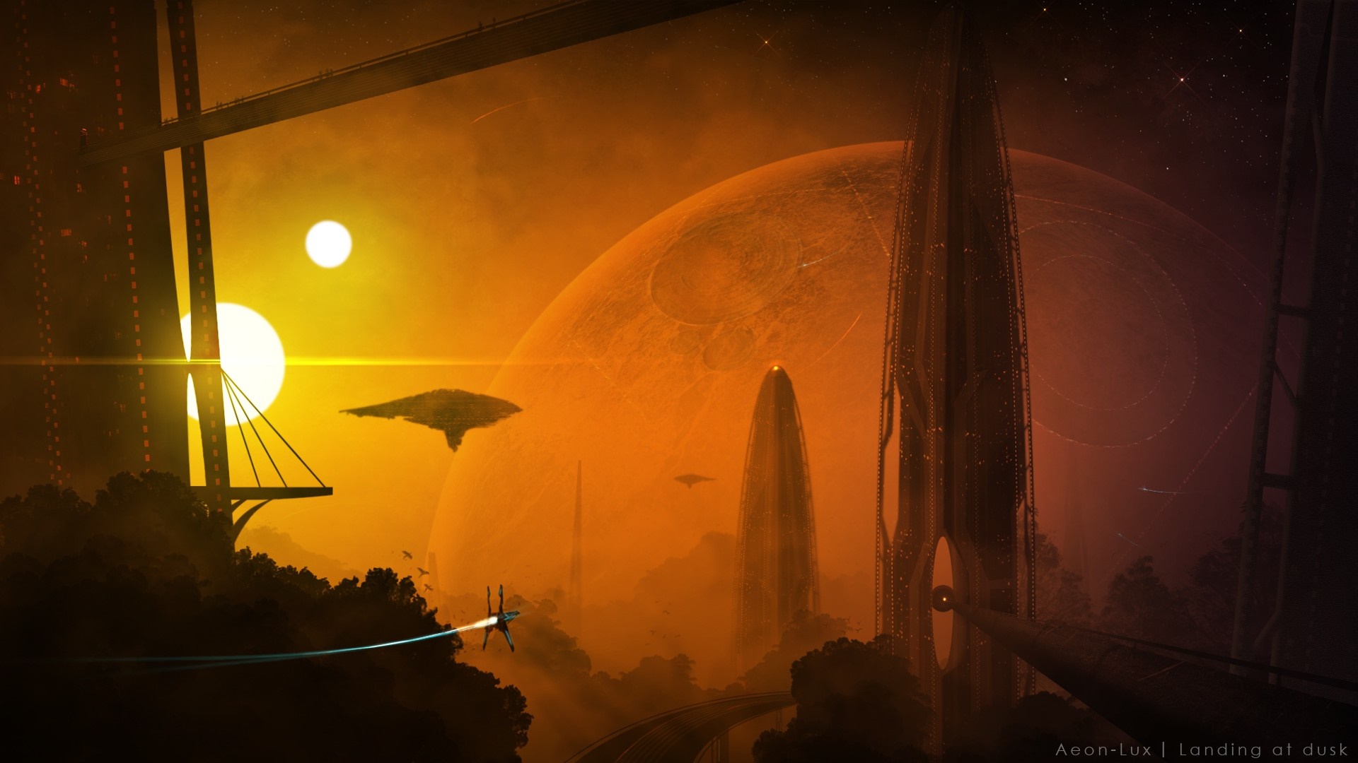 Aeon-Lux Landing at Dusk HD Wallpaper