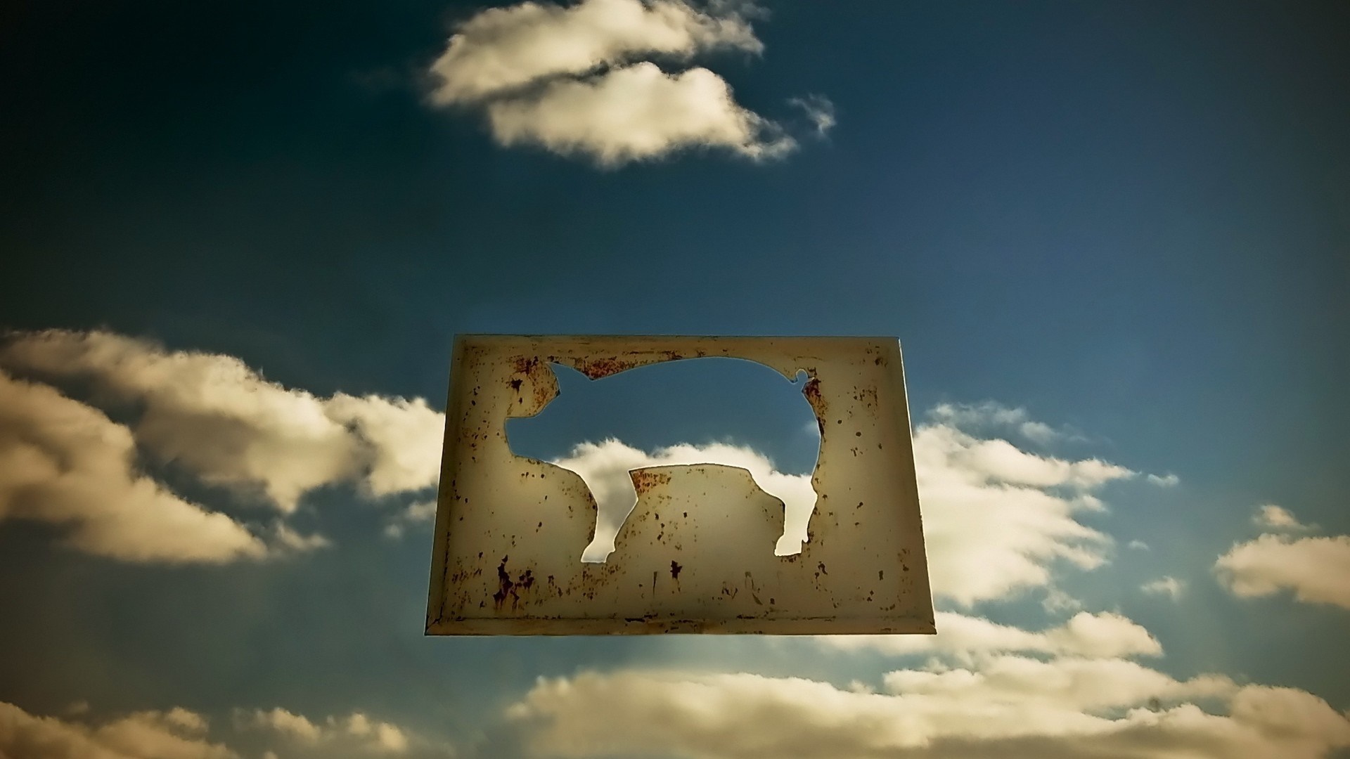 Pig silhouette against cloudy sky HD Wallpaper