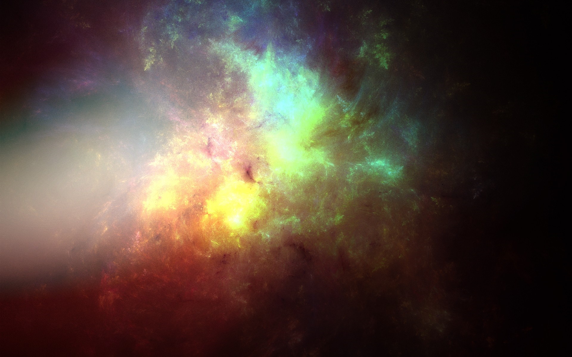 Abstract nebula with vibrant colors and light rays HD Wallpaper