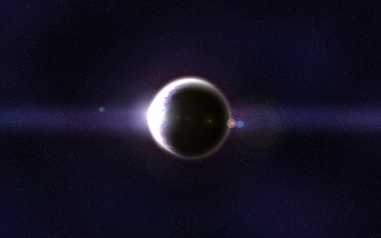 Planet in space with lens flare HD Wallpaper