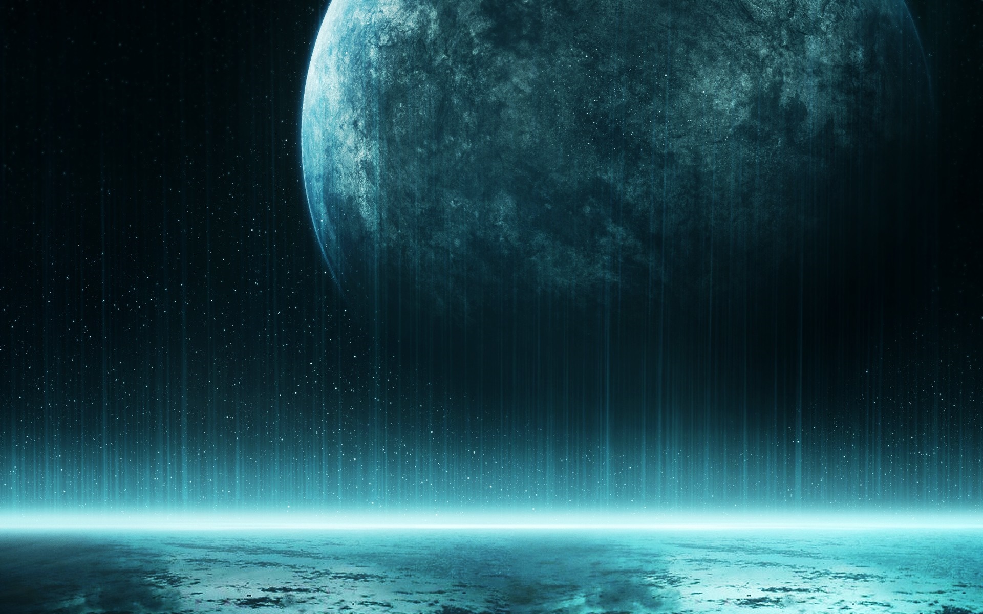 Planet in outer space with glowing horizon HD Wallpaper
