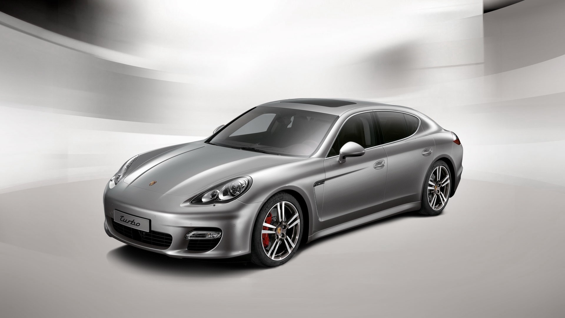 Silver Porsche Panamera Turbo sedan HD Wallpaper