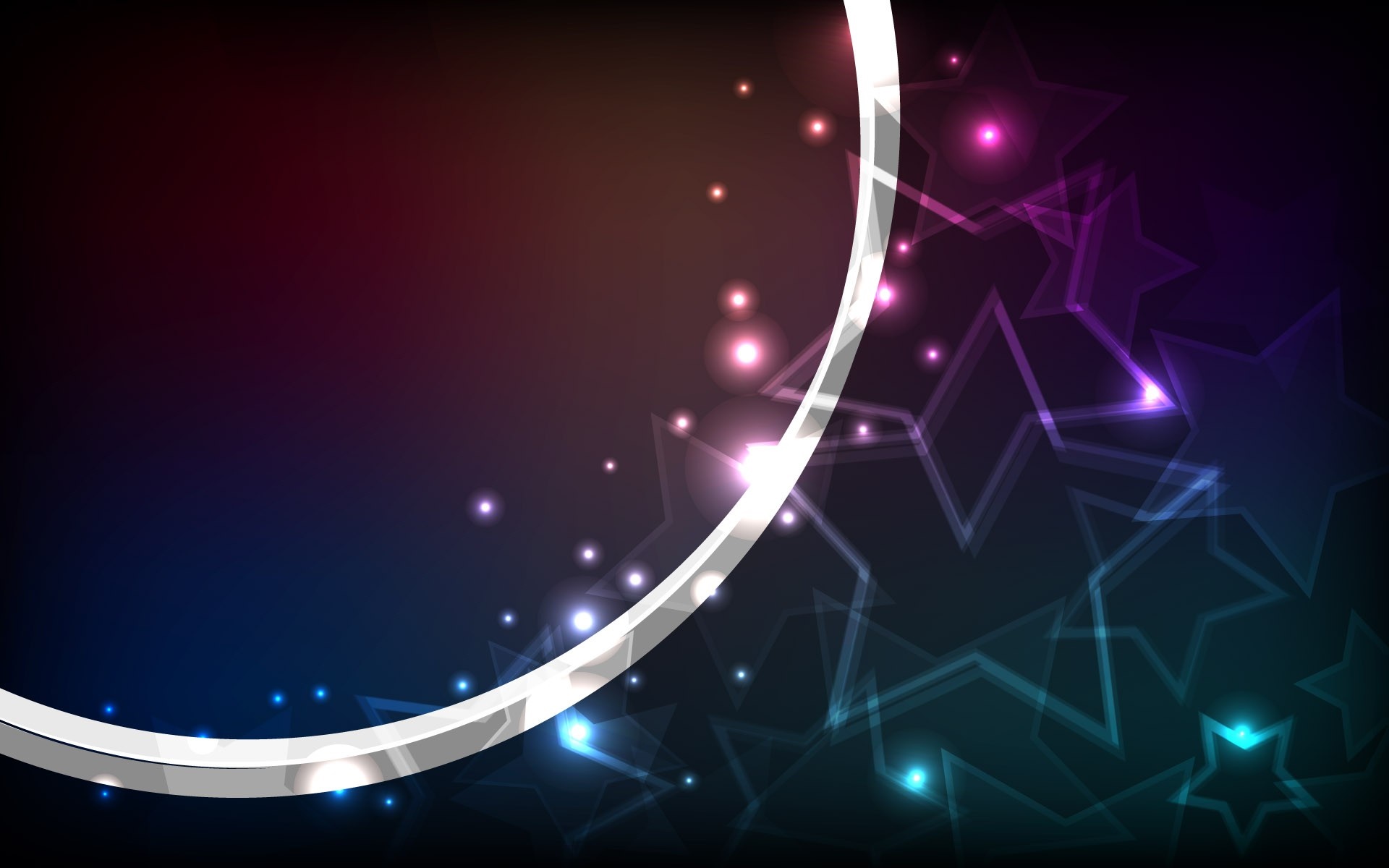 Abstract glowing stars and circle on dark background HD Wallpaper
