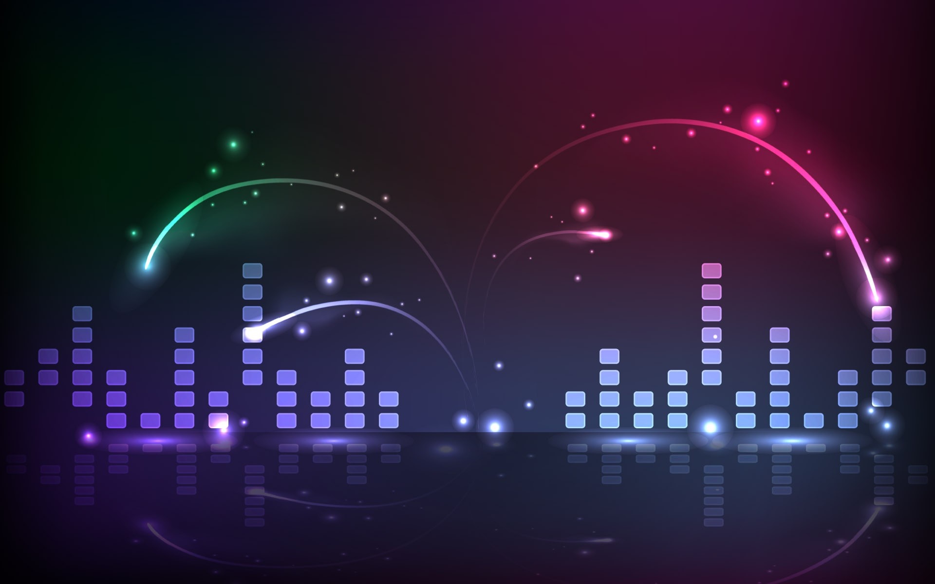 Abstract equalizer bars with neon light trails HD Wallpaper