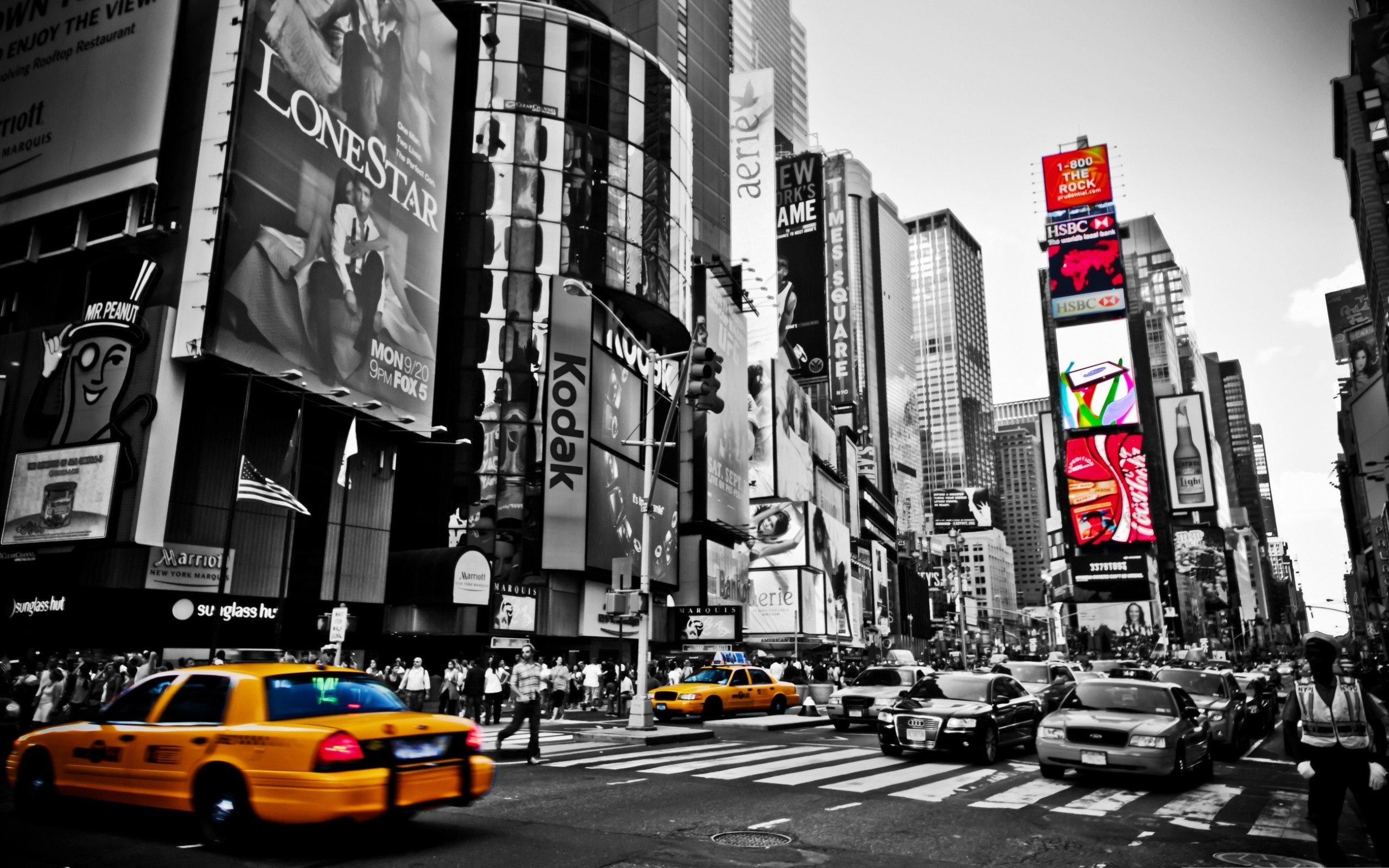 Times Square New York City with Yellow Cabs HD Wallpaper