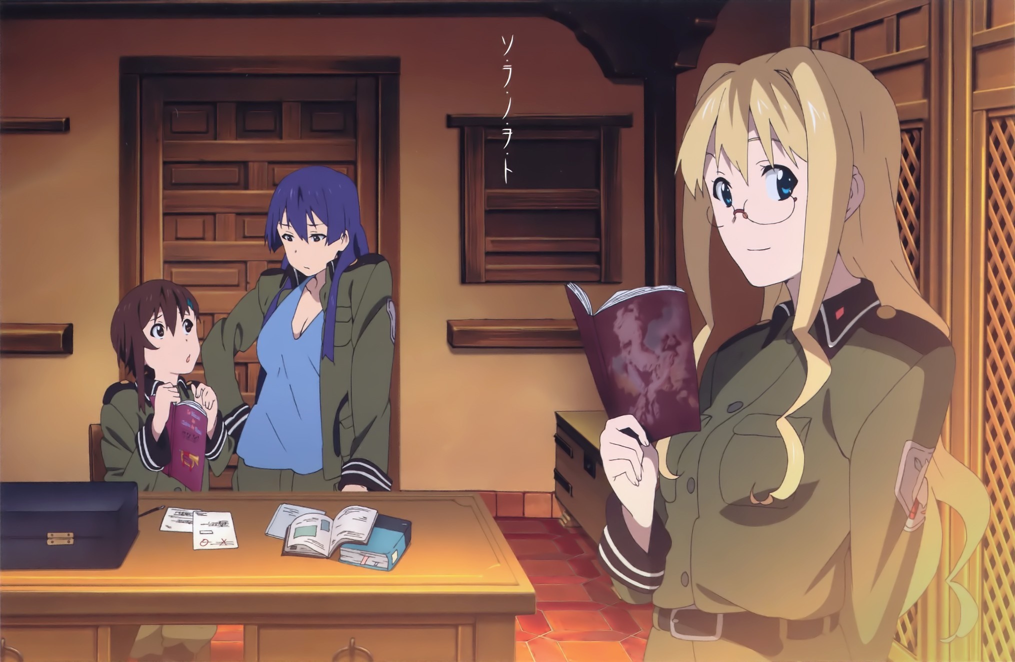 Kanata, Rio, and Noël from Sora no Woto HD Wallpaper