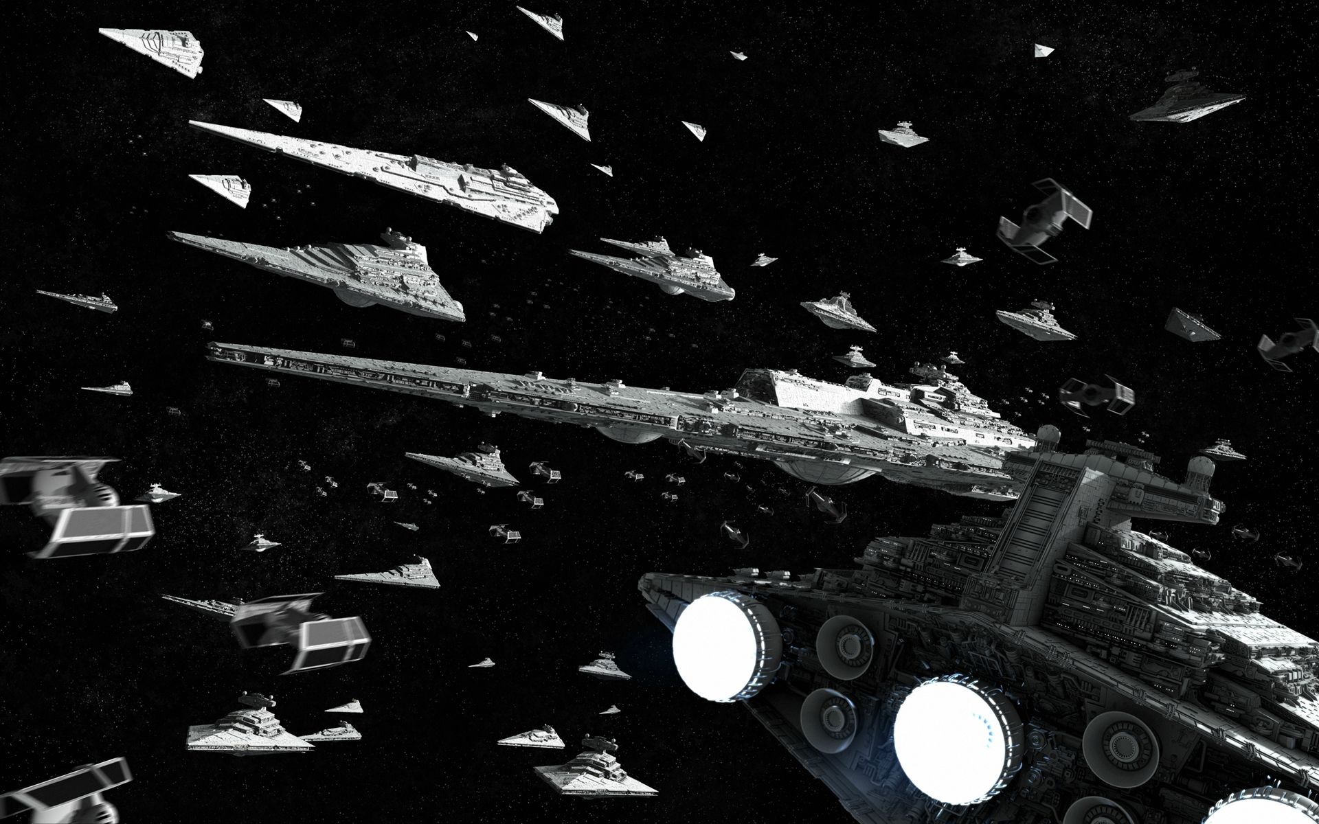 Star Wars Imperial fleet in space HD Wallpaper