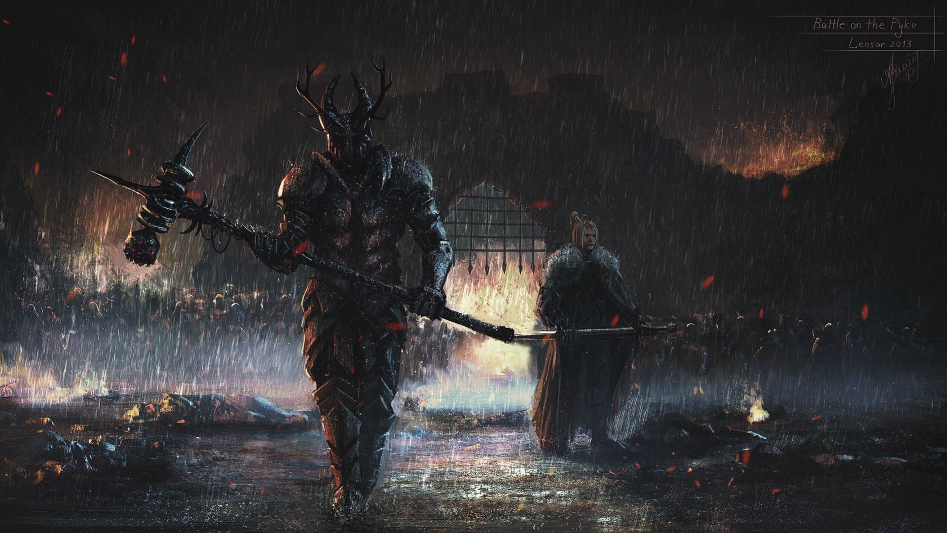 Theon Greyjoy and a knight in armor on the Pyke HD Wallpaper