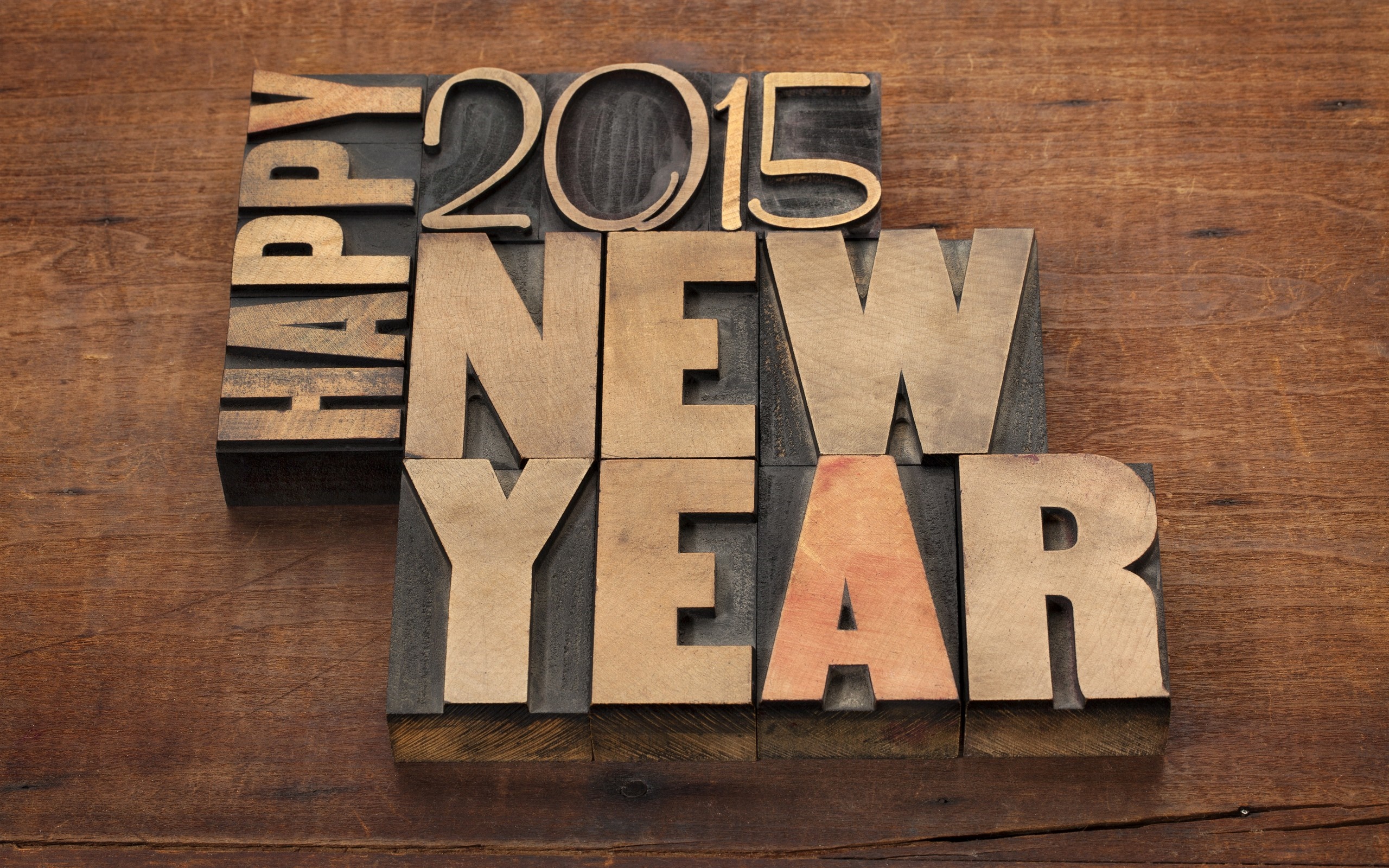 Happy New Year 2015 letterpress text HD Wallpaper