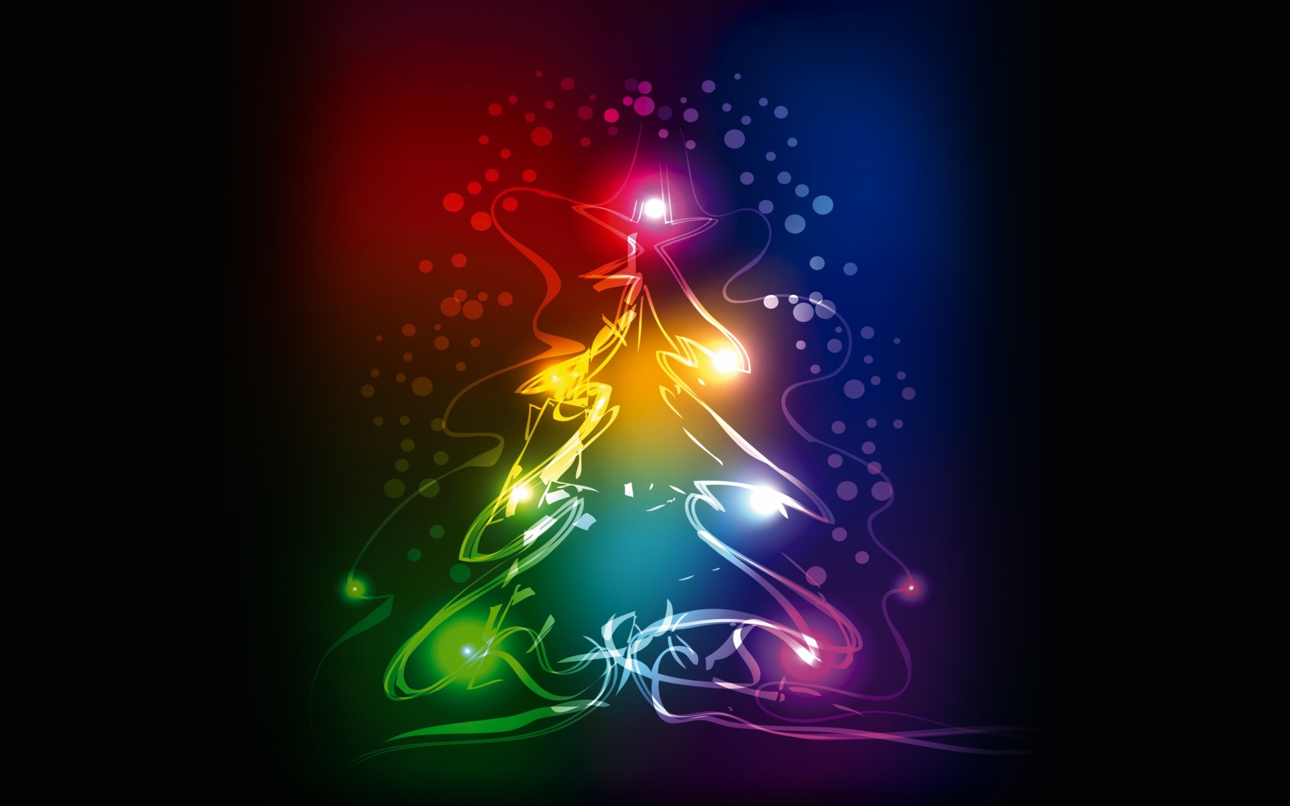 Abstract Christmas Tree with Rainbow Lights HD Wallpaper