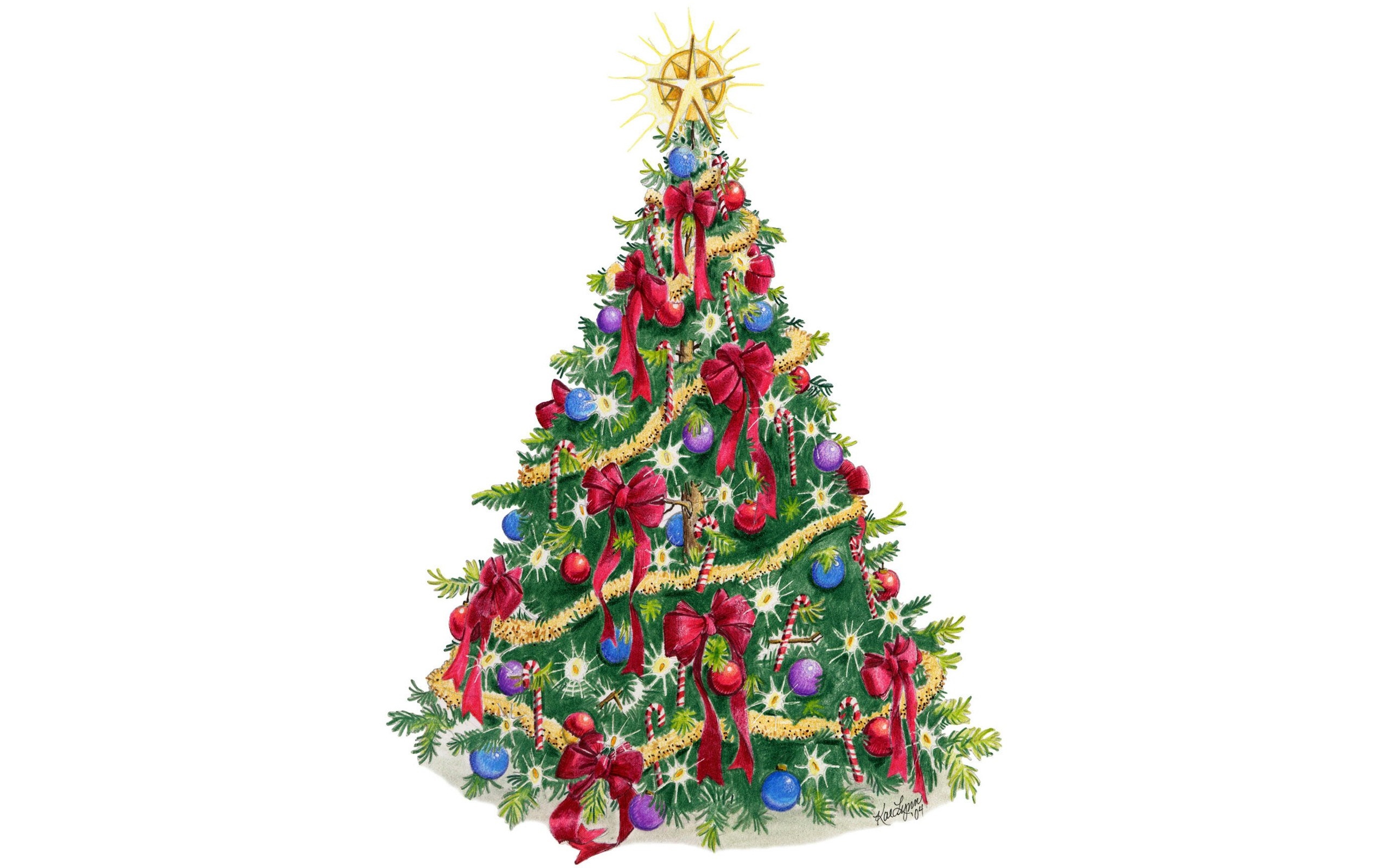 Decorated Christmas Tree with Ornaments and Star HD Wallpaper