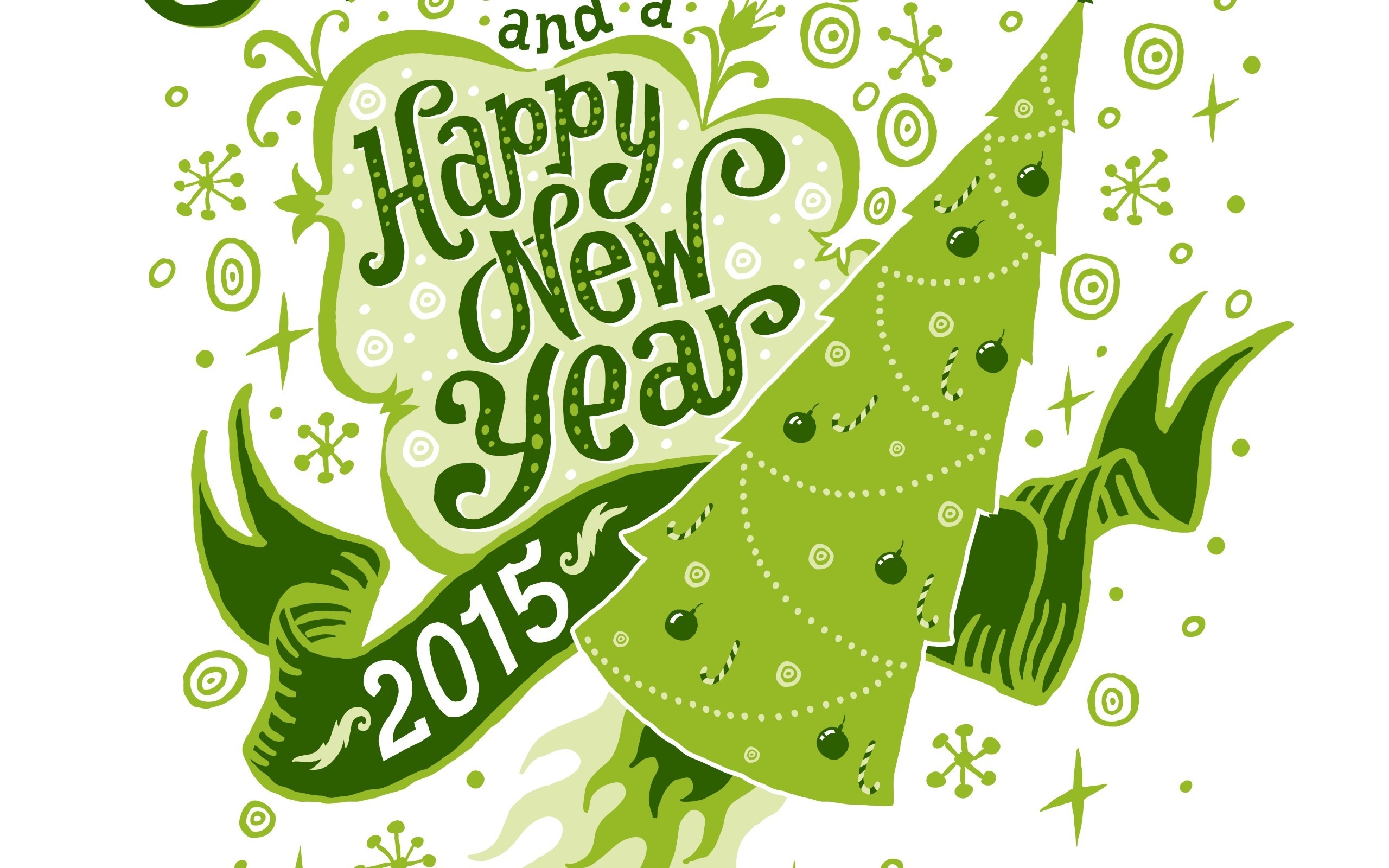 Happy New Year 2015 illustration with Christmas tree HD Wallpaper