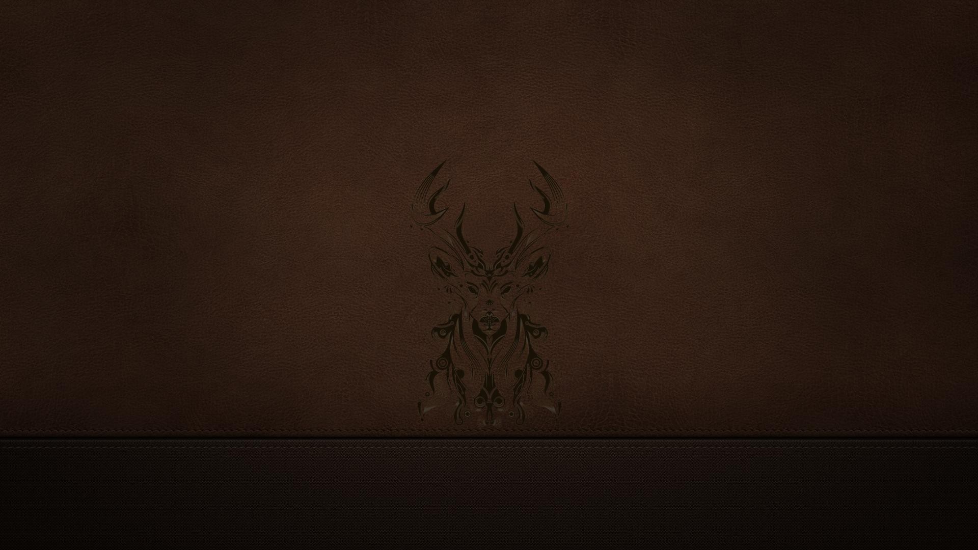 Deer artwork on brown textured surface HD Wallpaper
