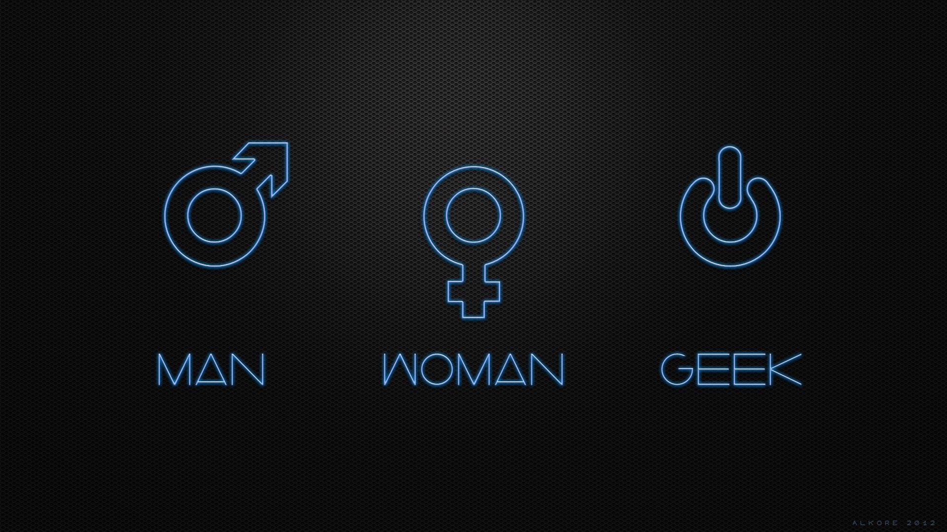Man, Woman, Geek symbols with text HD Wallpaper
