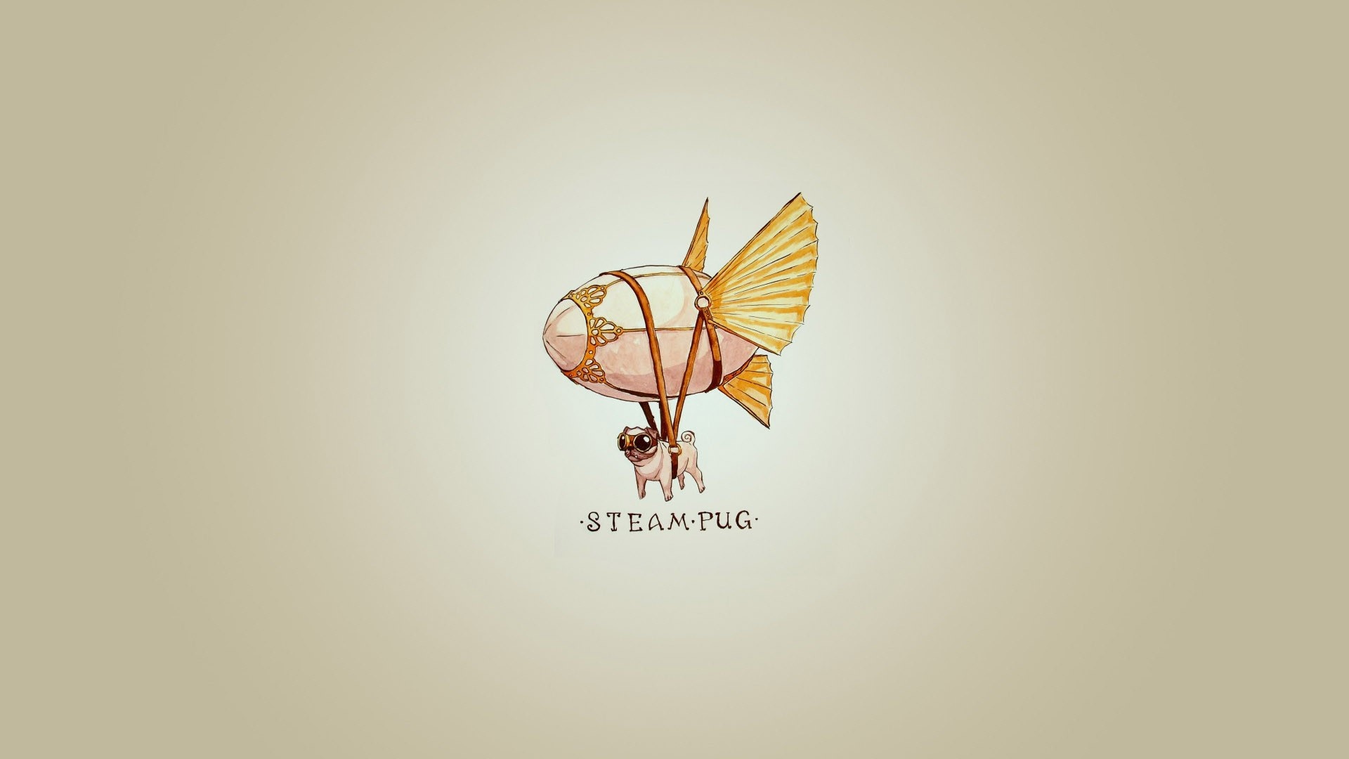 Steam Pug illustration HD Wallpaper