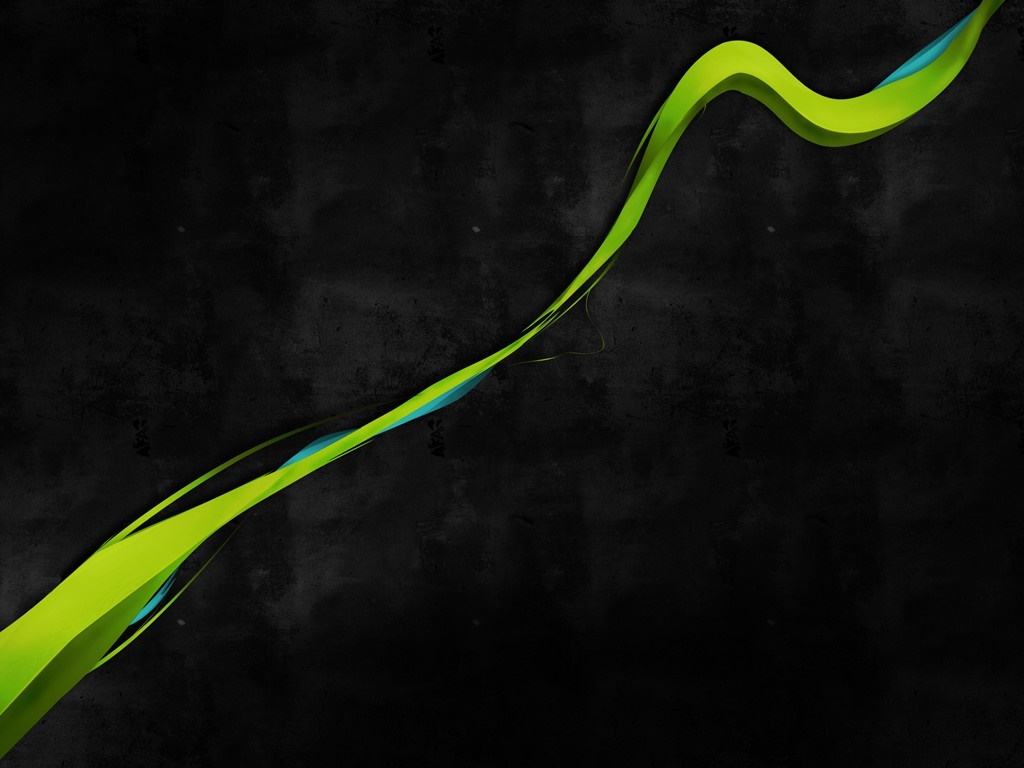 Abstract green and blue wave on black background HD Wallpaper