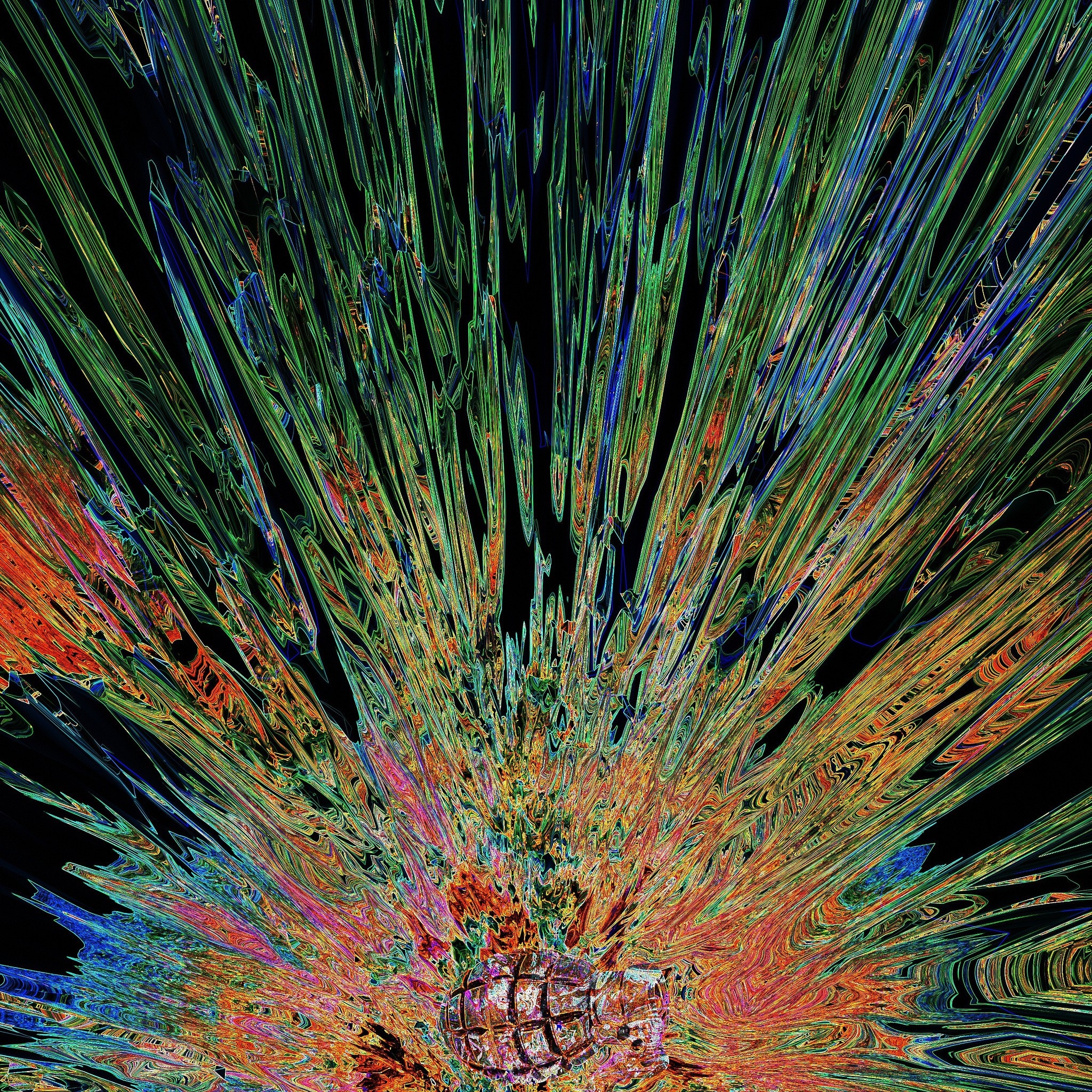 Abstract explosion of colorful lines and a grenade HD Wallpaper