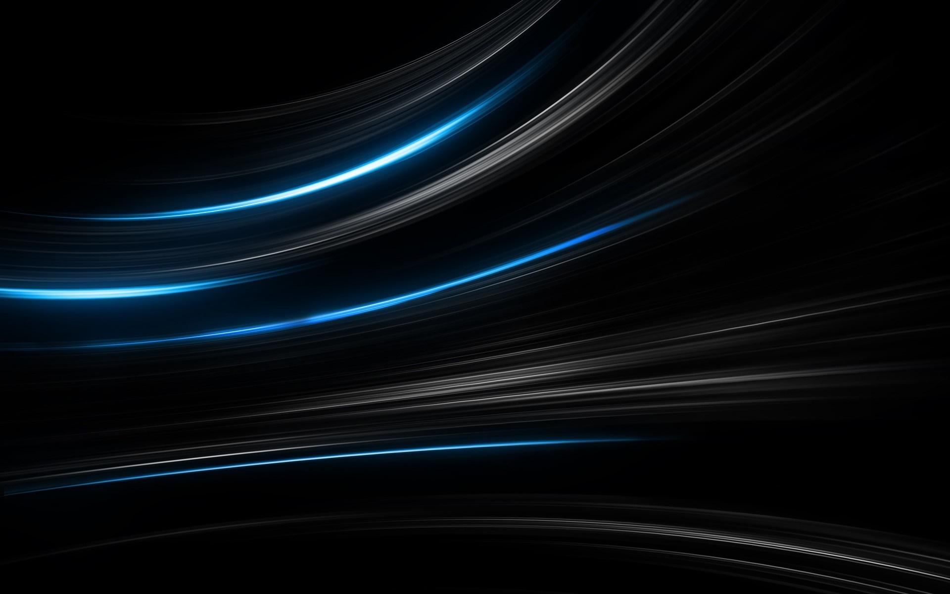 Abstract blue and white light streaks on black background HD Wallpaper
