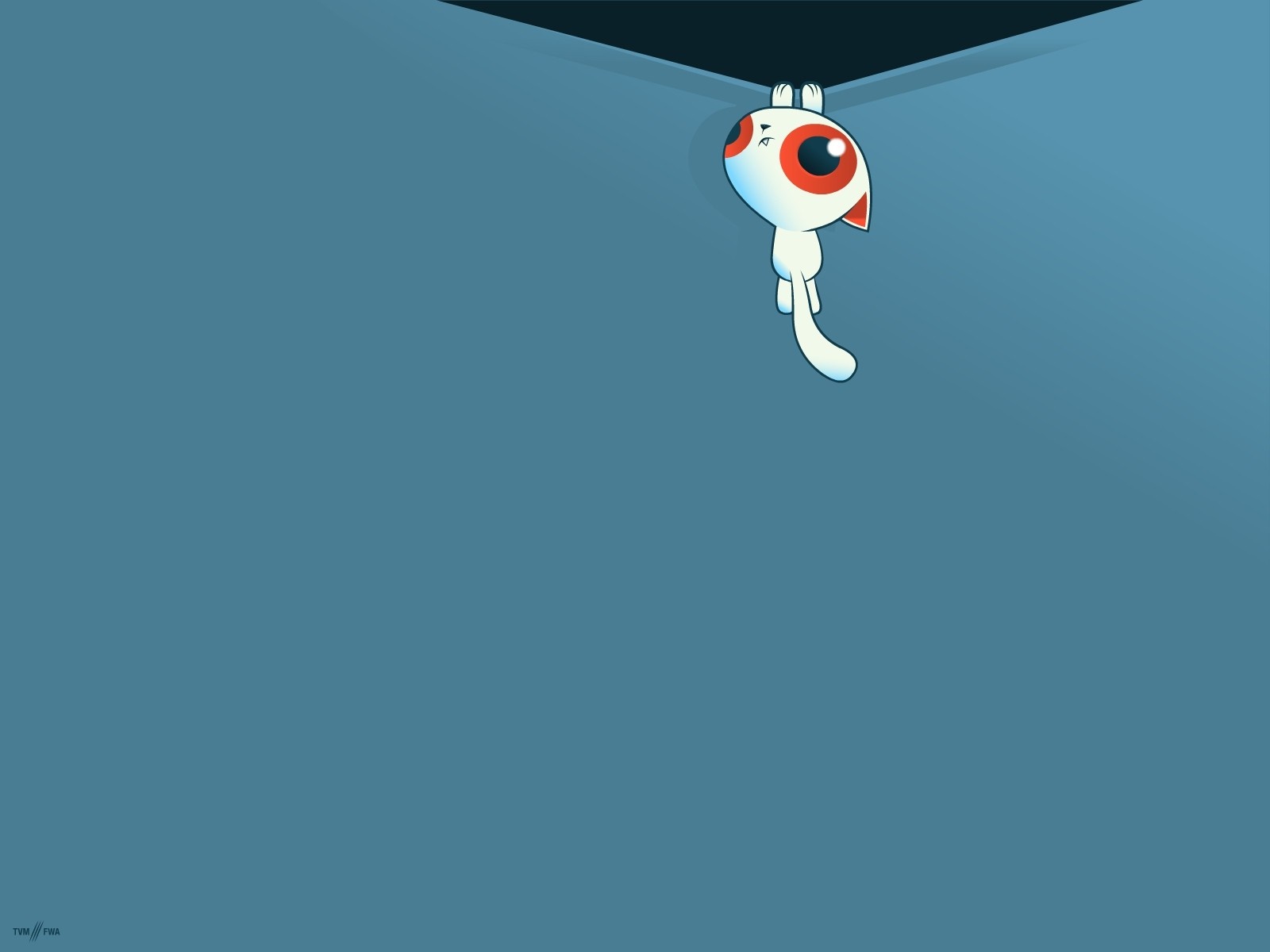 Cartoon cat hanging from a corner HD Wallpaper
