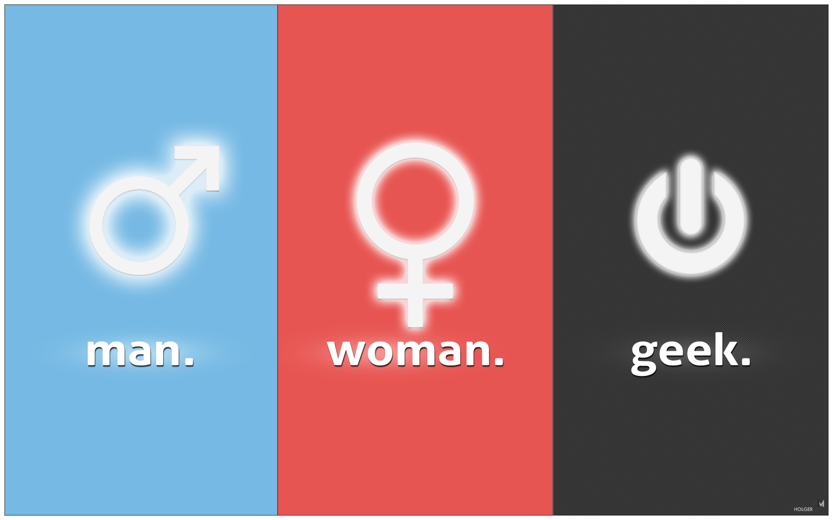 Man, Woman, Geek symbols and text HD Wallpaper