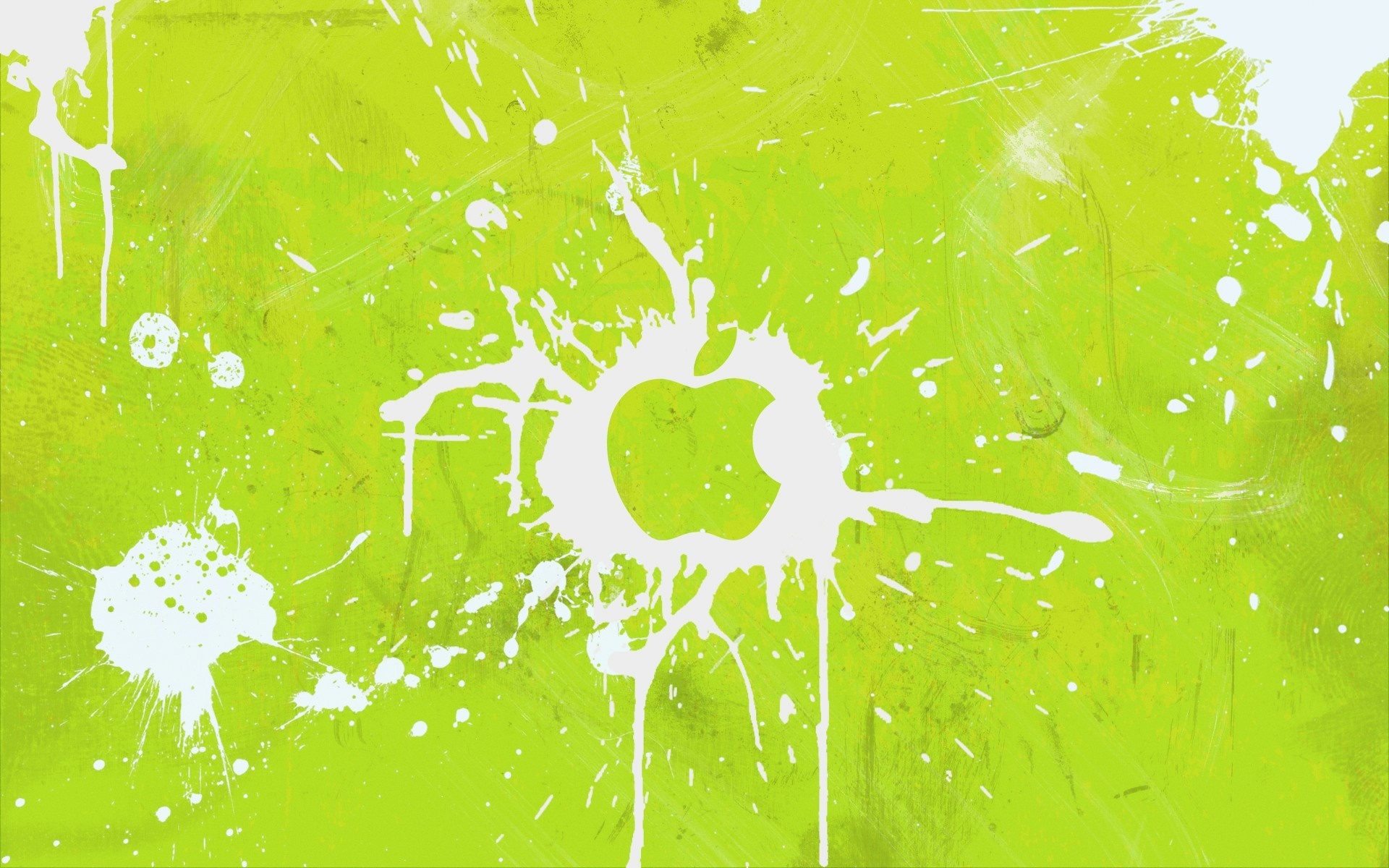 Apple logo with white paint splatter on green background HD Wallpaper