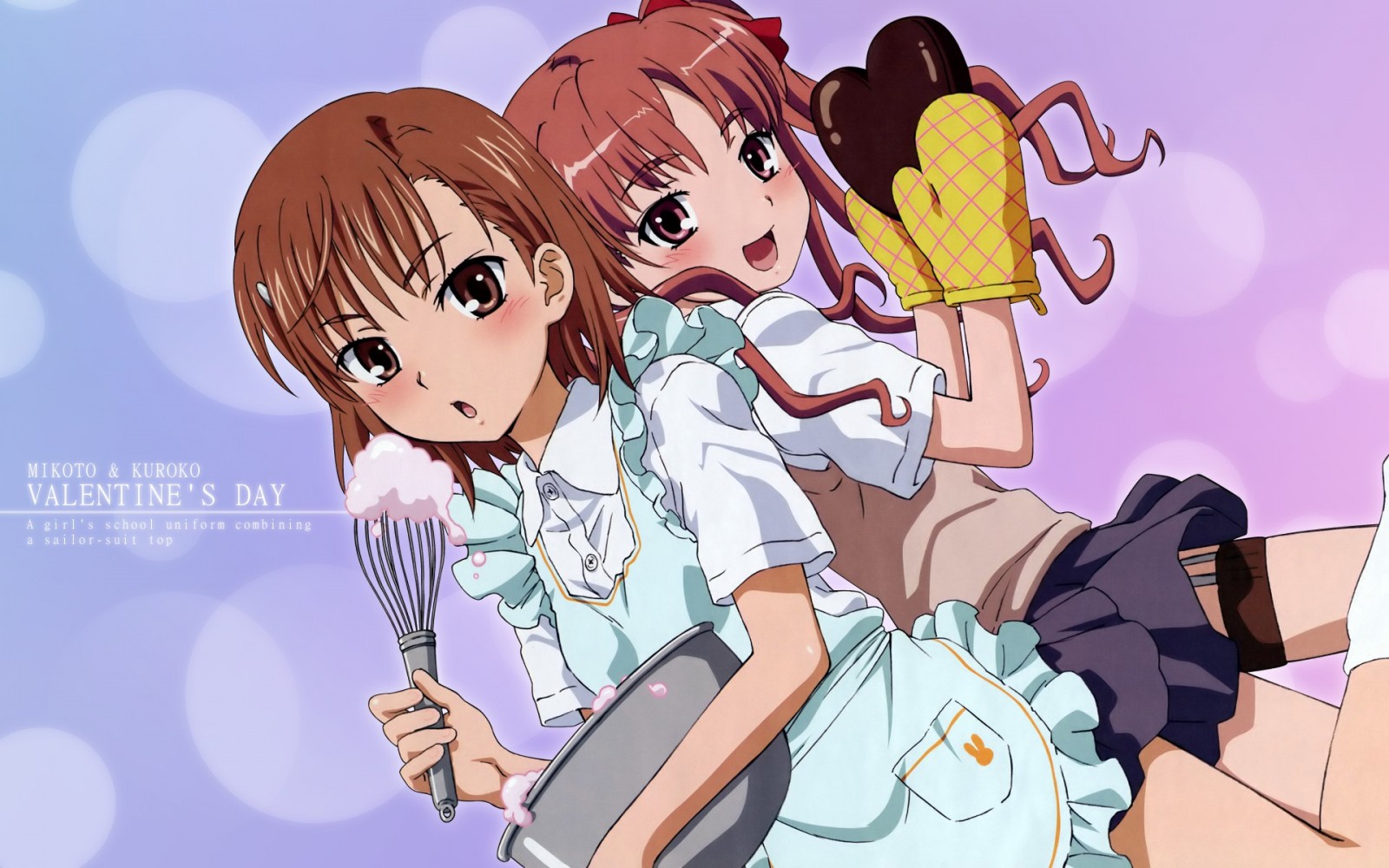 Mikoto and Kuroko from To Aru Kagaku no Railgun Valentine's Day HD Wallpaper