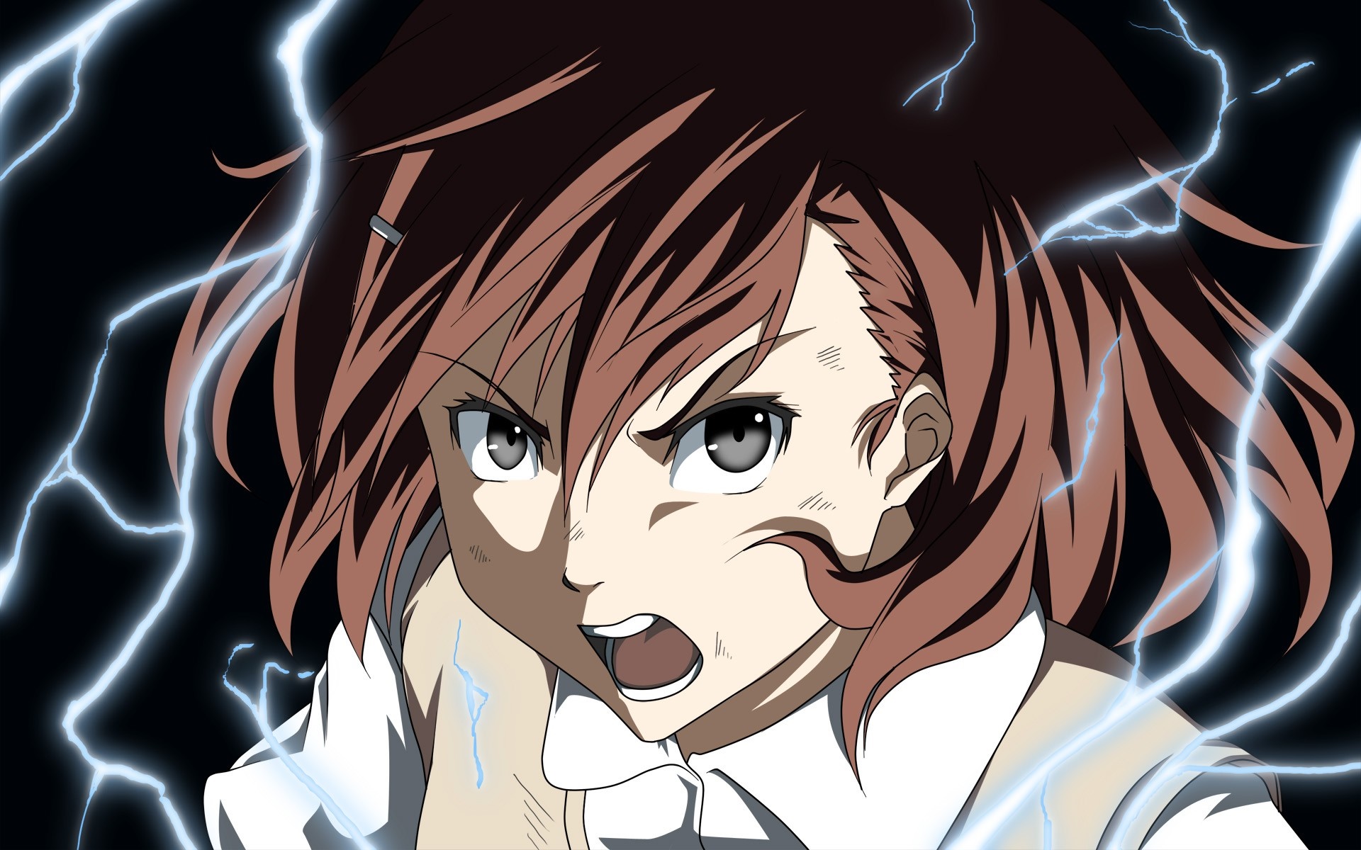 Misaka Mikoto from To Aru Kagaku no Railgun with lightning HD Wallpaper
