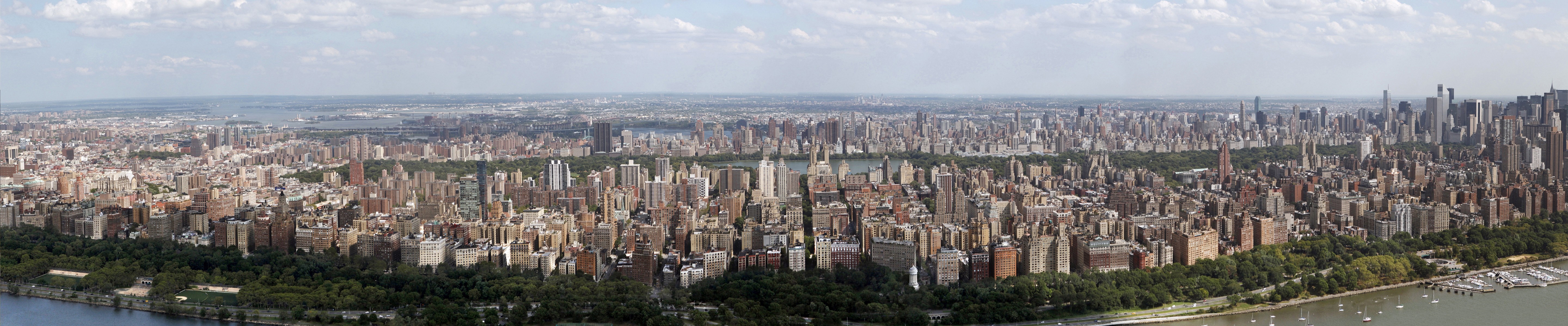 Panoramic aerial view of New York City skyline and Central Park HD Wallpaper