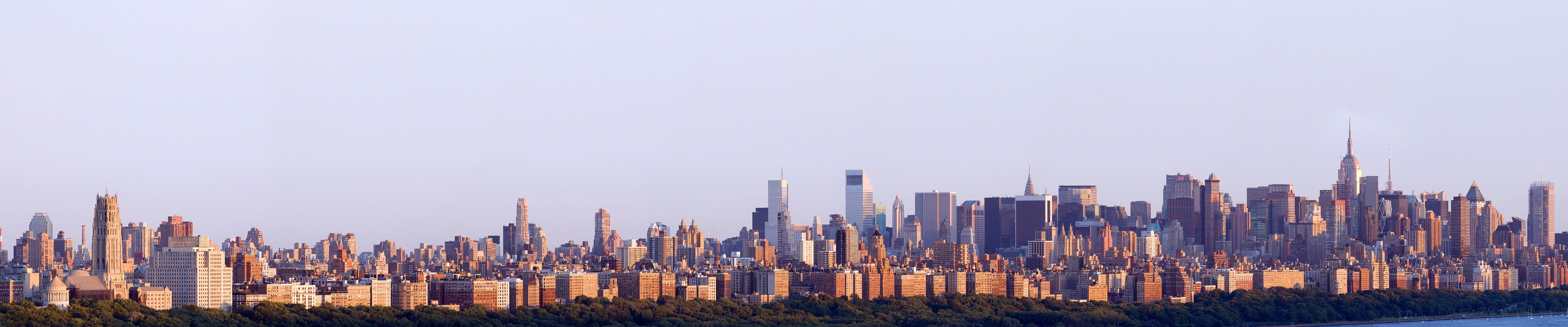 New York City skyline at sunset HD Wallpaper