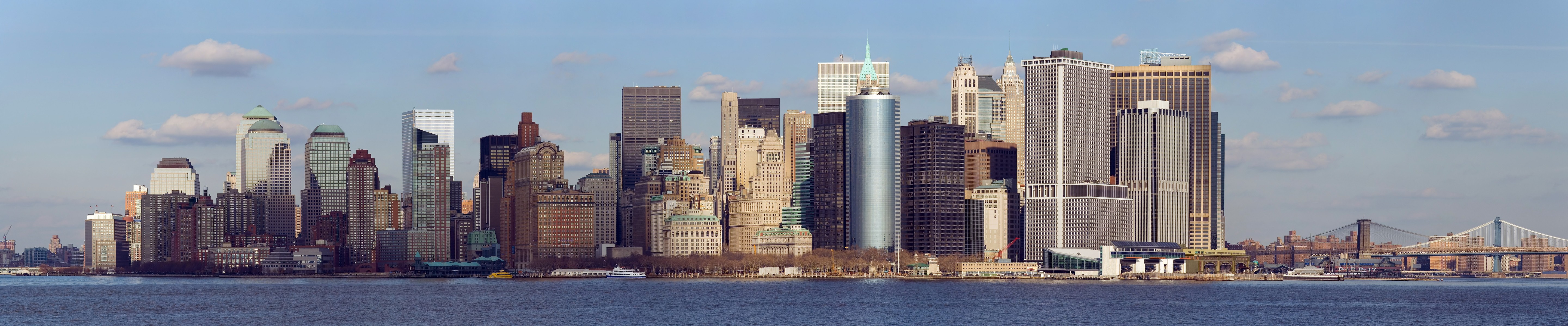 New York City skyline panorama with bridges HD Wallpaper