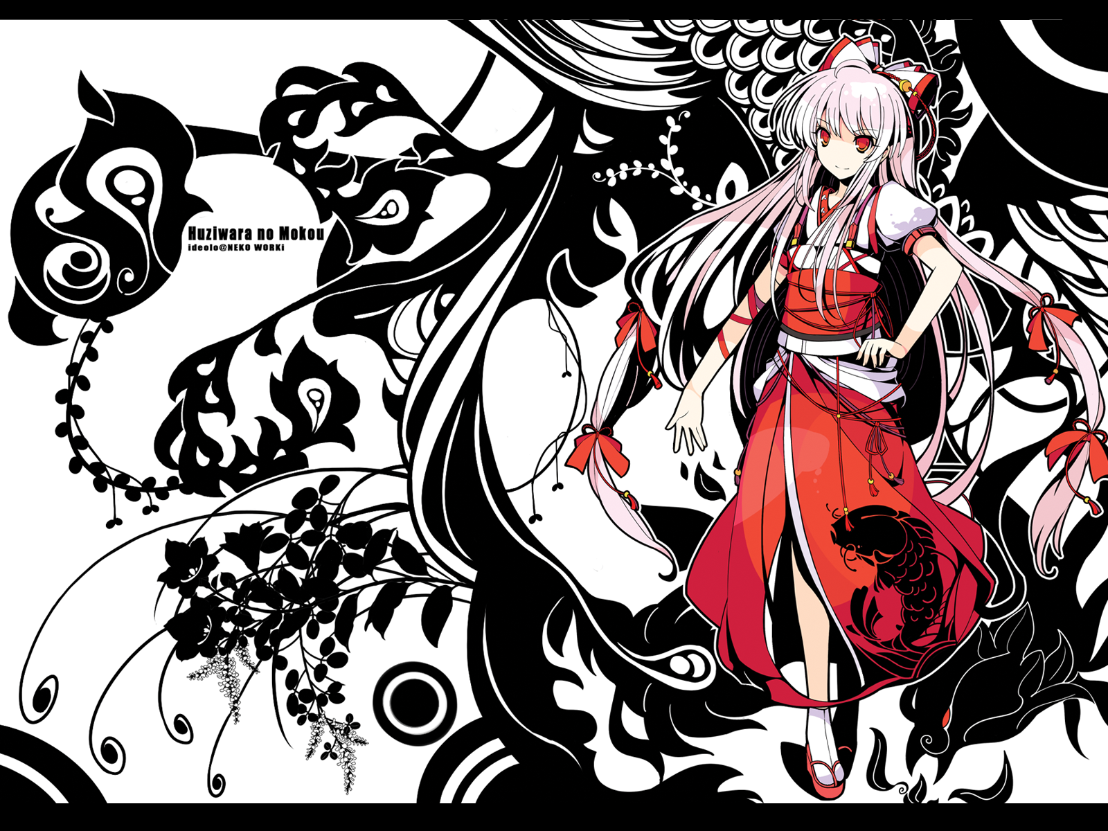 Fujiwara no Mokou from Touhou Project HD Wallpaper