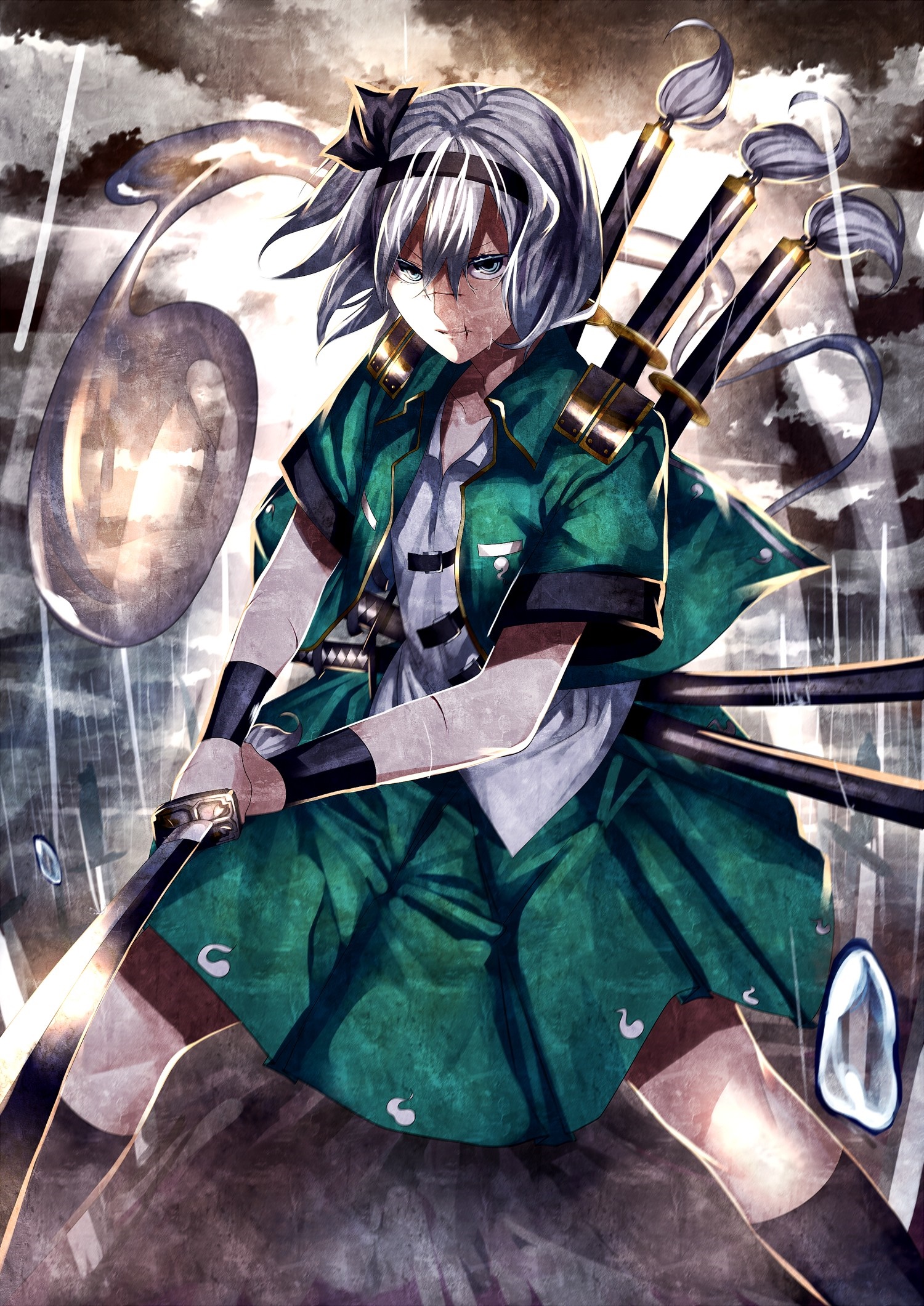Konpaku Youmu from Touhou holding swords HD Wallpaper