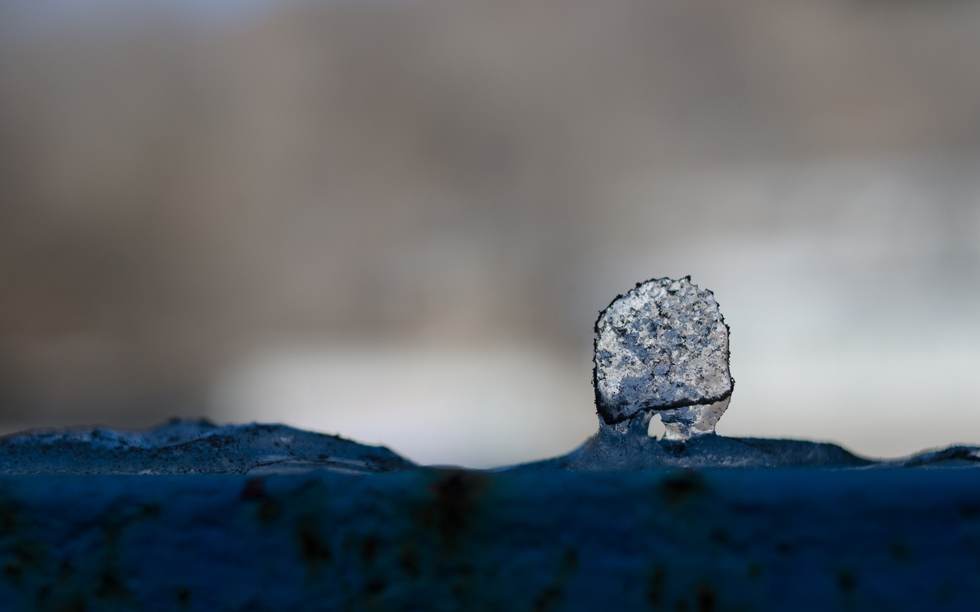 Close up of ice formation on a blue surface HD Wallpaper