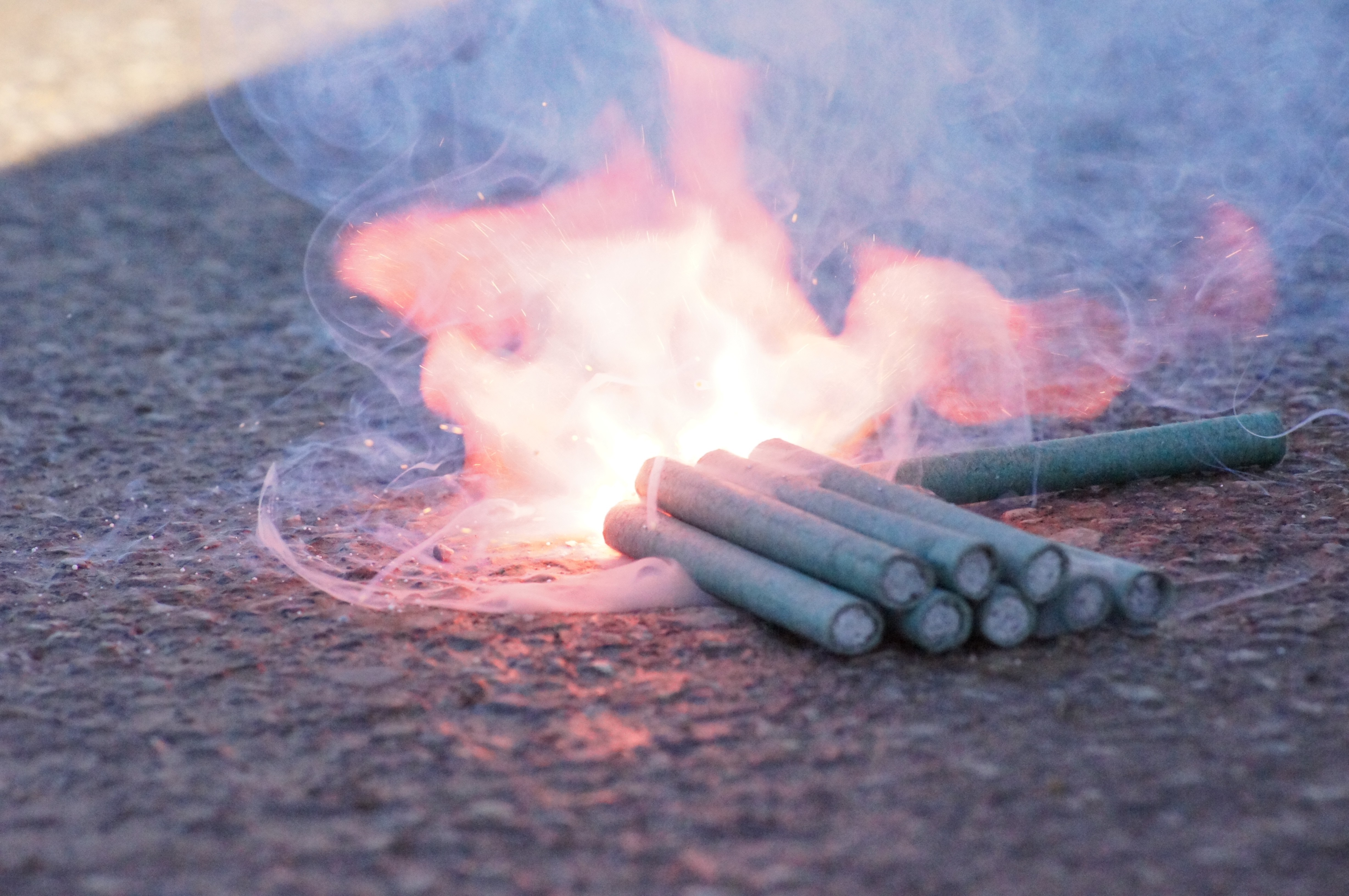 Fireworks exploding on the ground HD Wallpaper