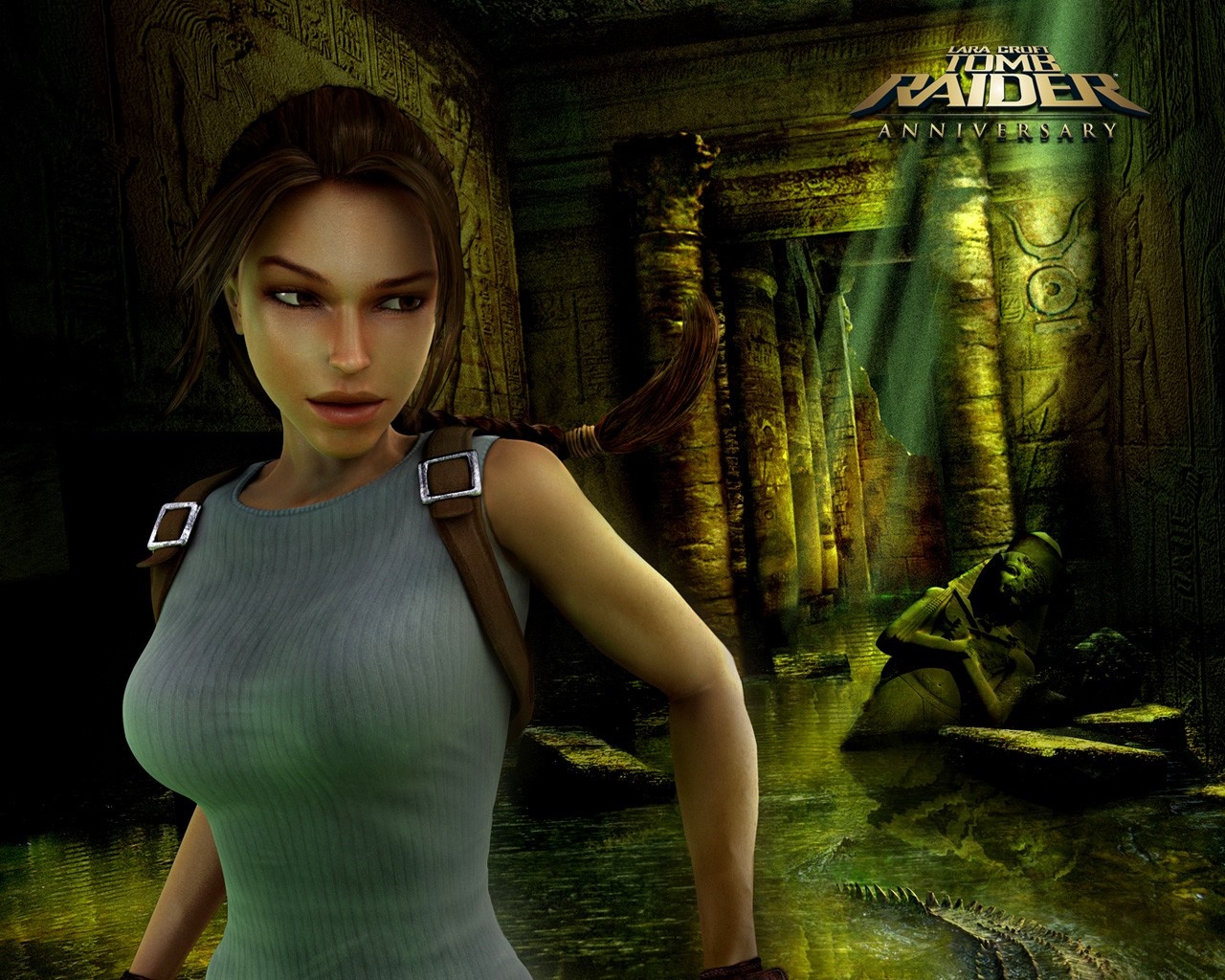 Lara Croft from Tomb Raider Anniversary in ancient ruins HD Wallpaper
