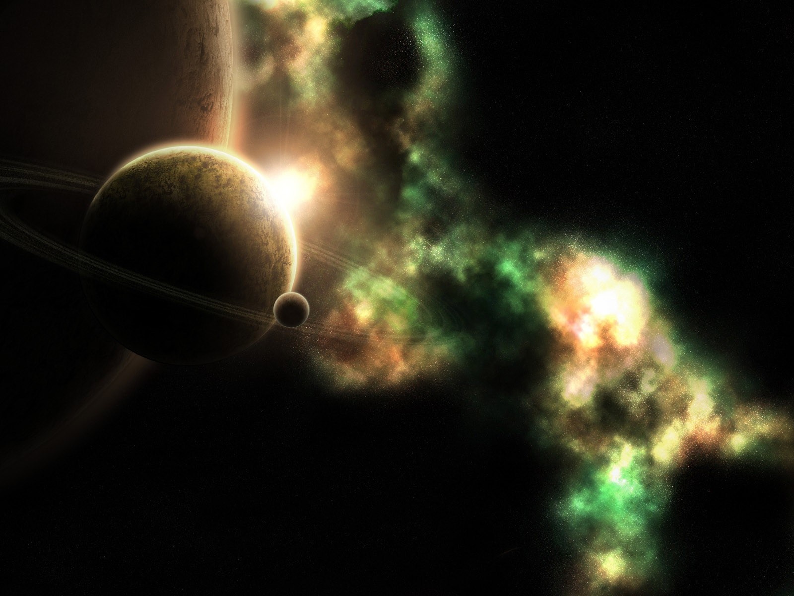 Planets and nebula in outer space HD Wallpaper