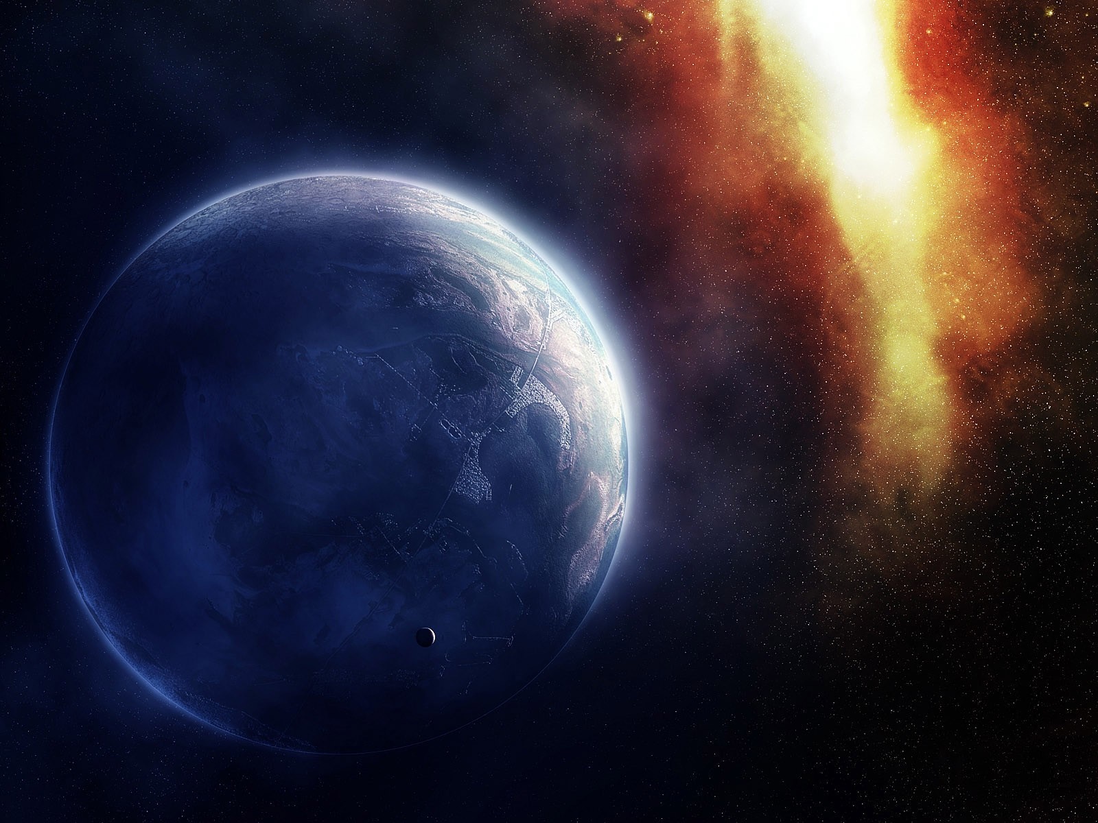 Planet and Nebula in Outer Space HD Wallpaper