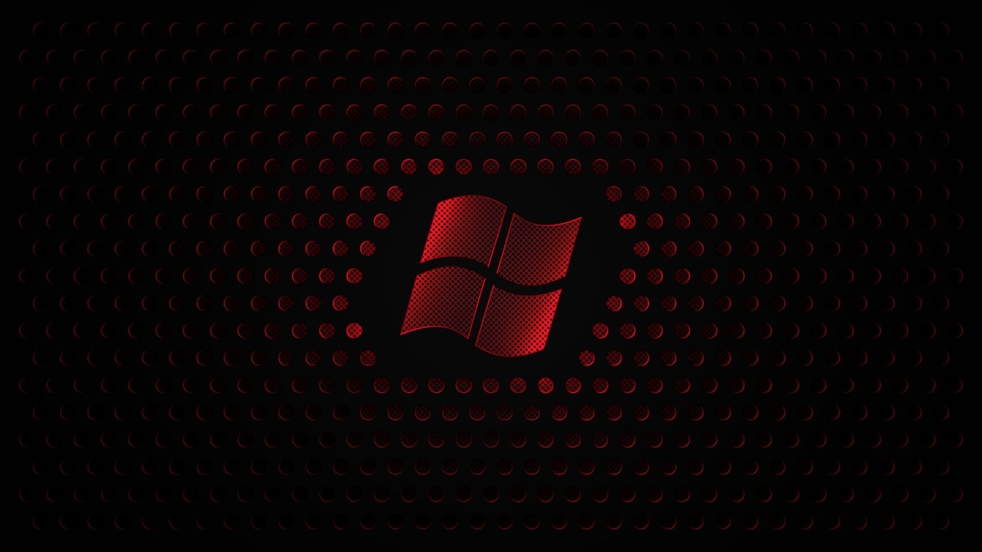 Red Windows 7 logo on a black dotted background HD Wallpaper