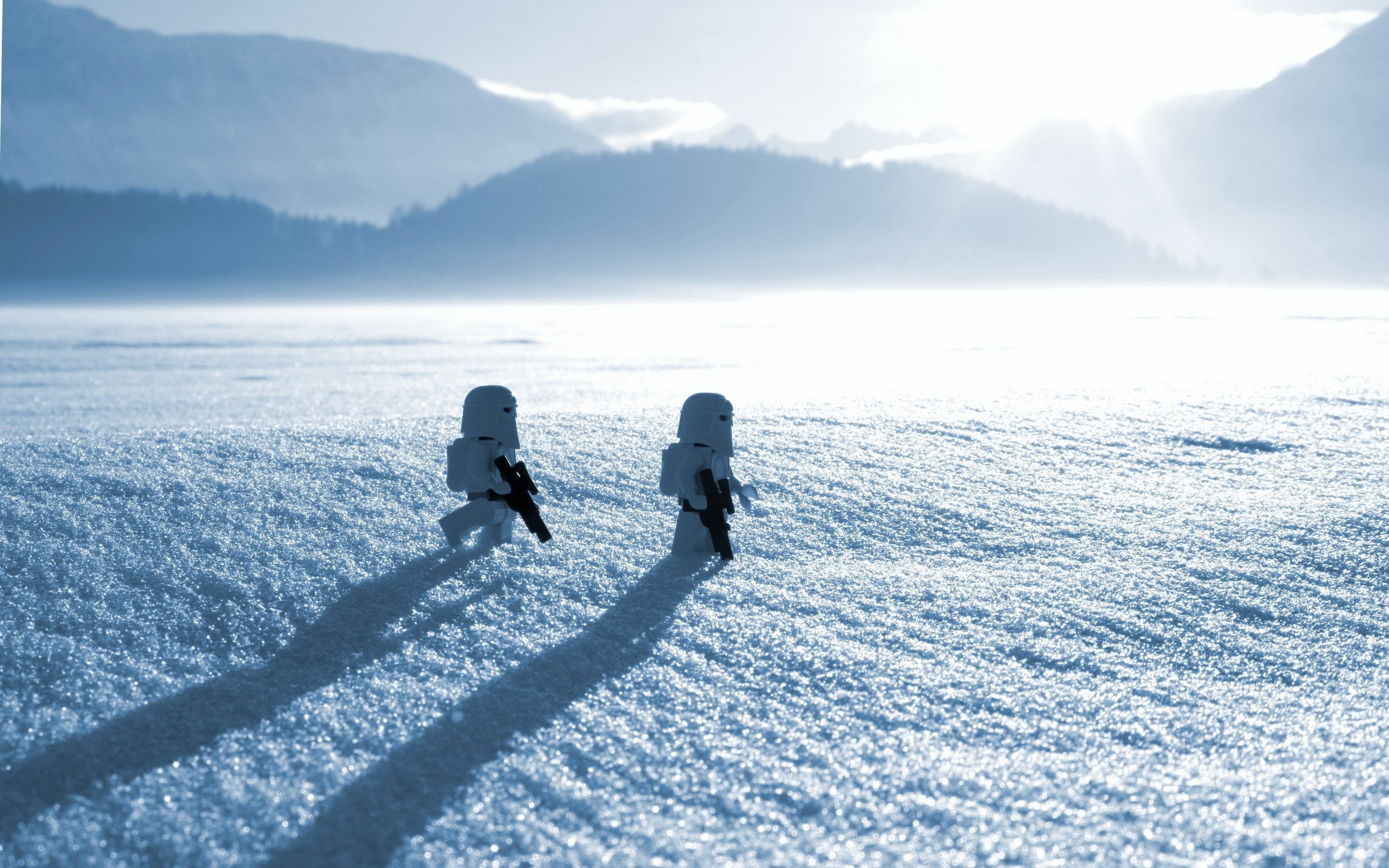 LEGO Star Wars Snowtroopers on a frozen landscape HD Wallpaper