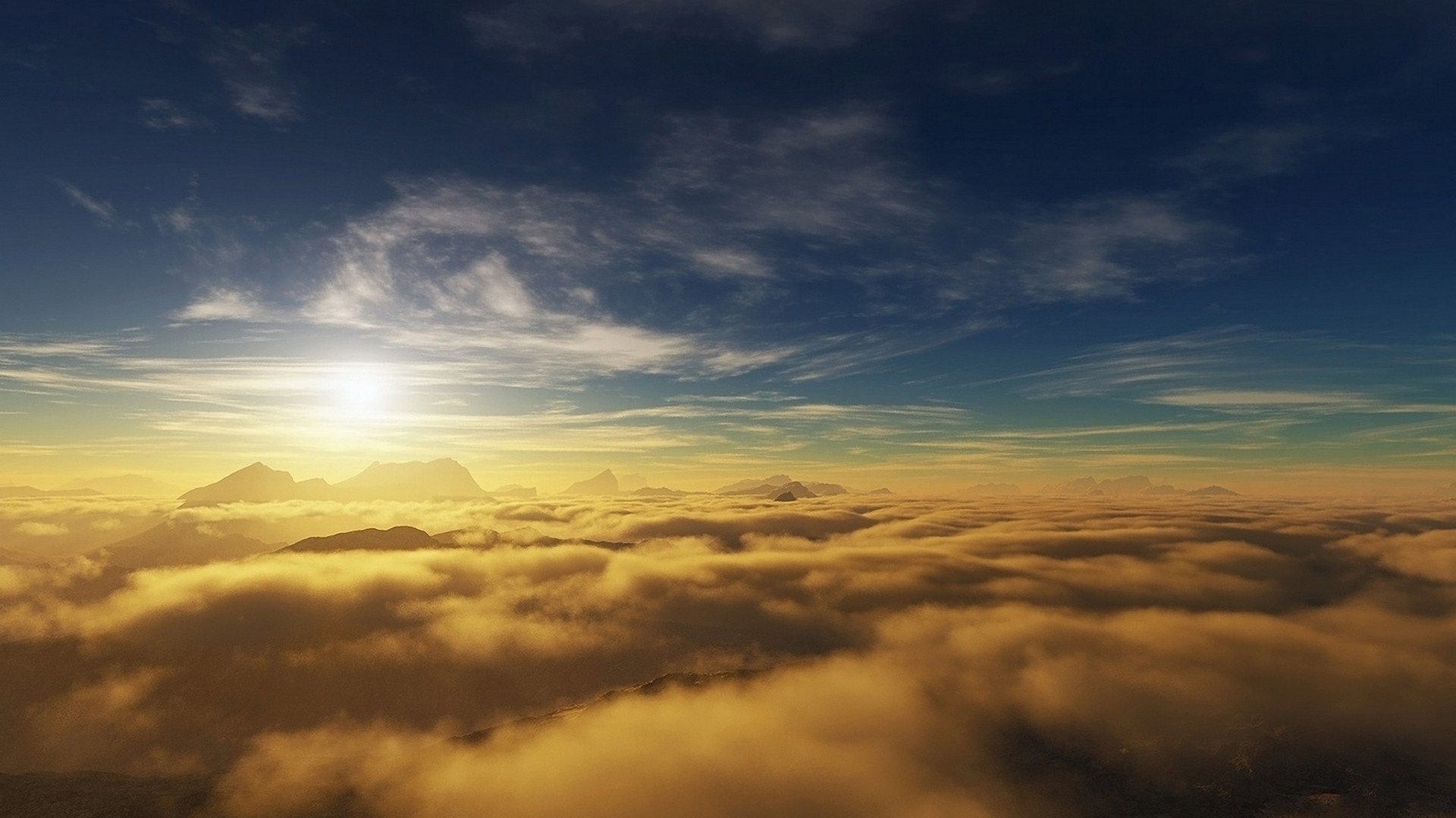 Sunrise over mountains above clouds HD Wallpaper