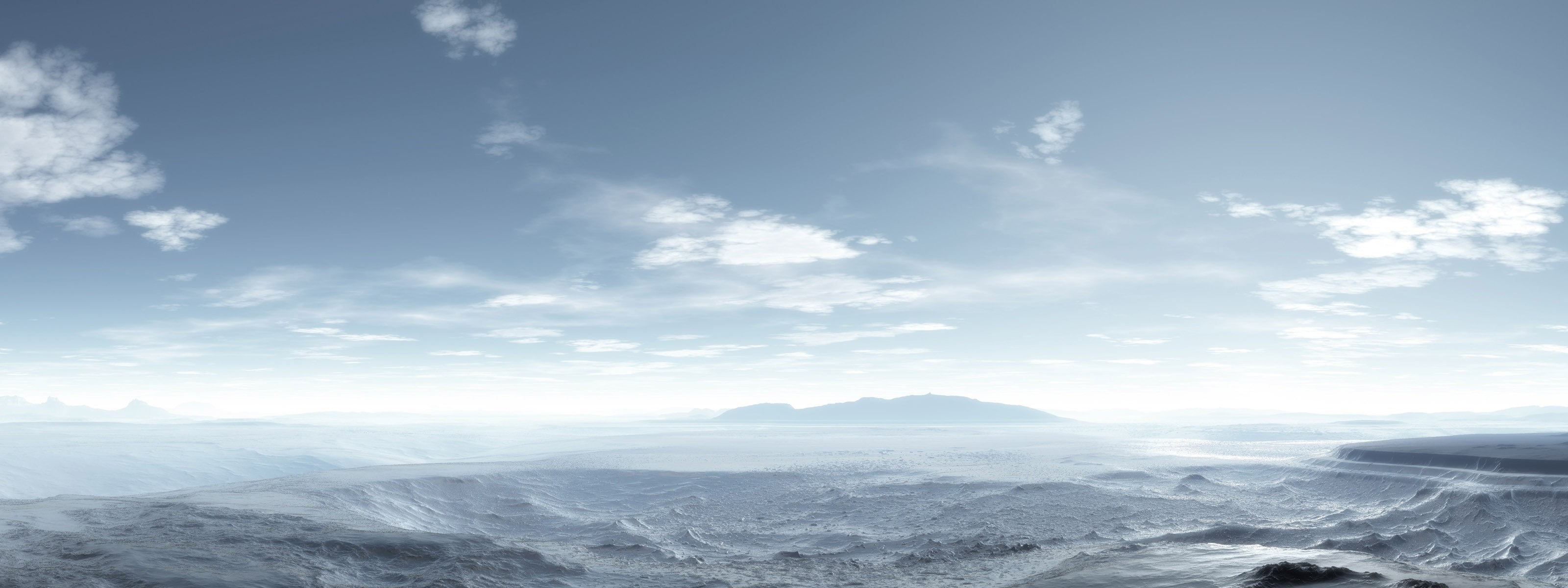 Vast Arctic landscape with mountains under a cloudy sky HD Wallpaper