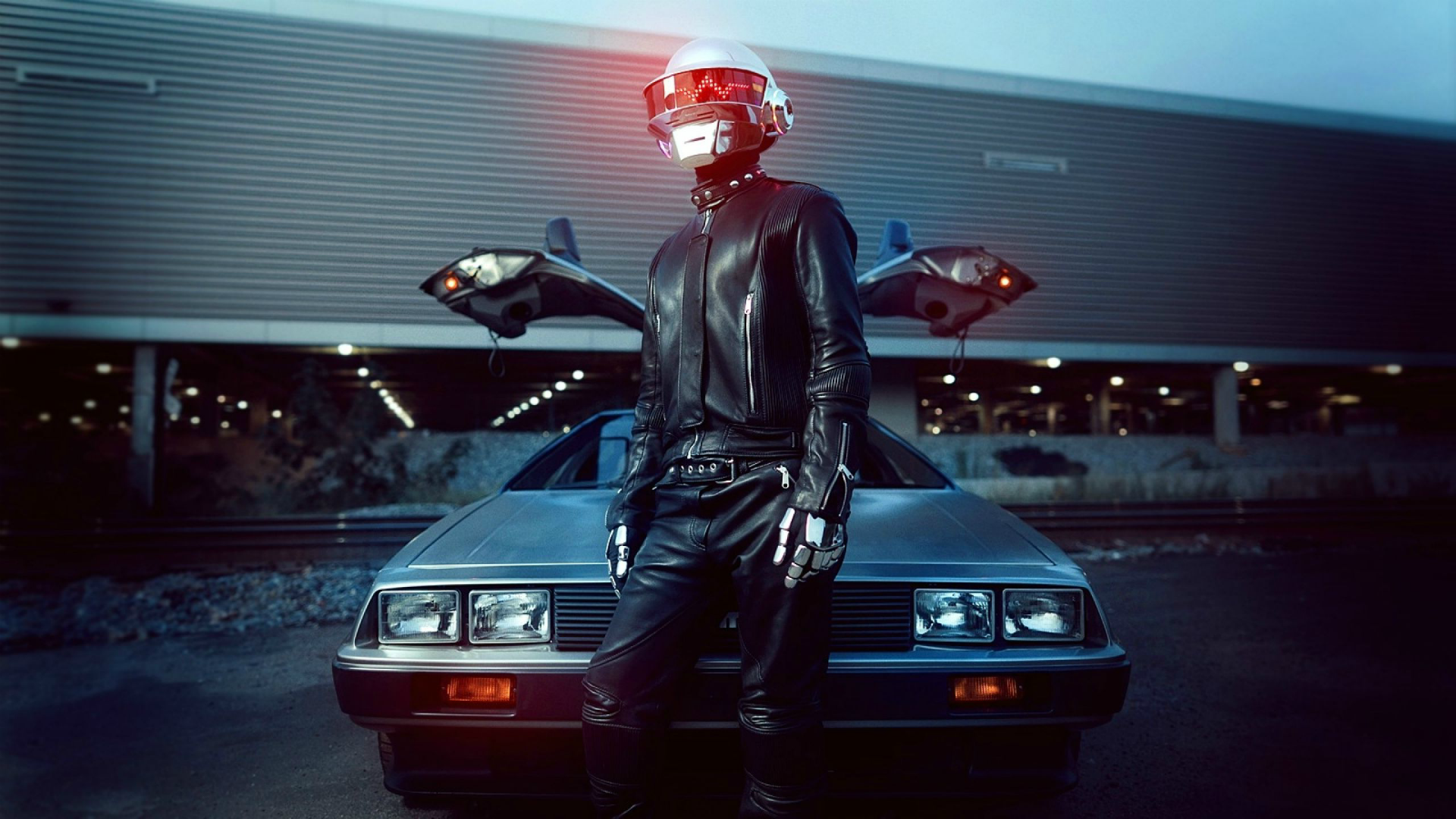 Daft Punk member in DeLorean DMC HD Wallpaper