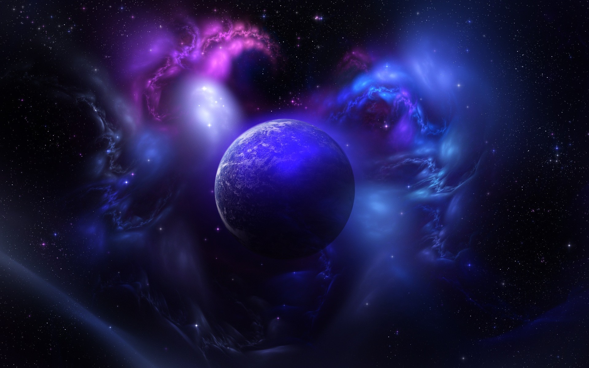 Planet in a colorful nebula in outer space HD Wallpaper
