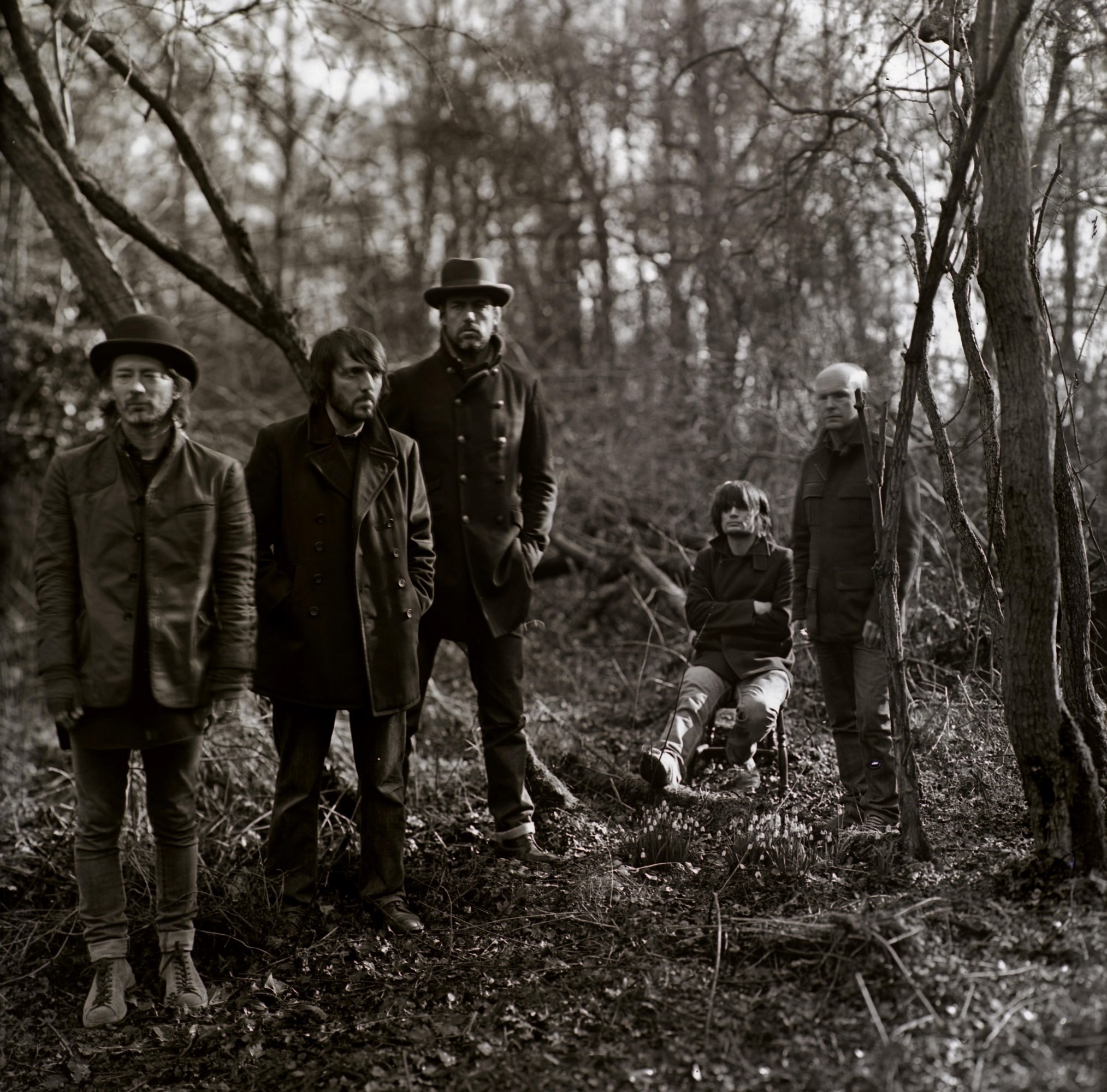 Radiohead band members in a forest HD Wallpaper