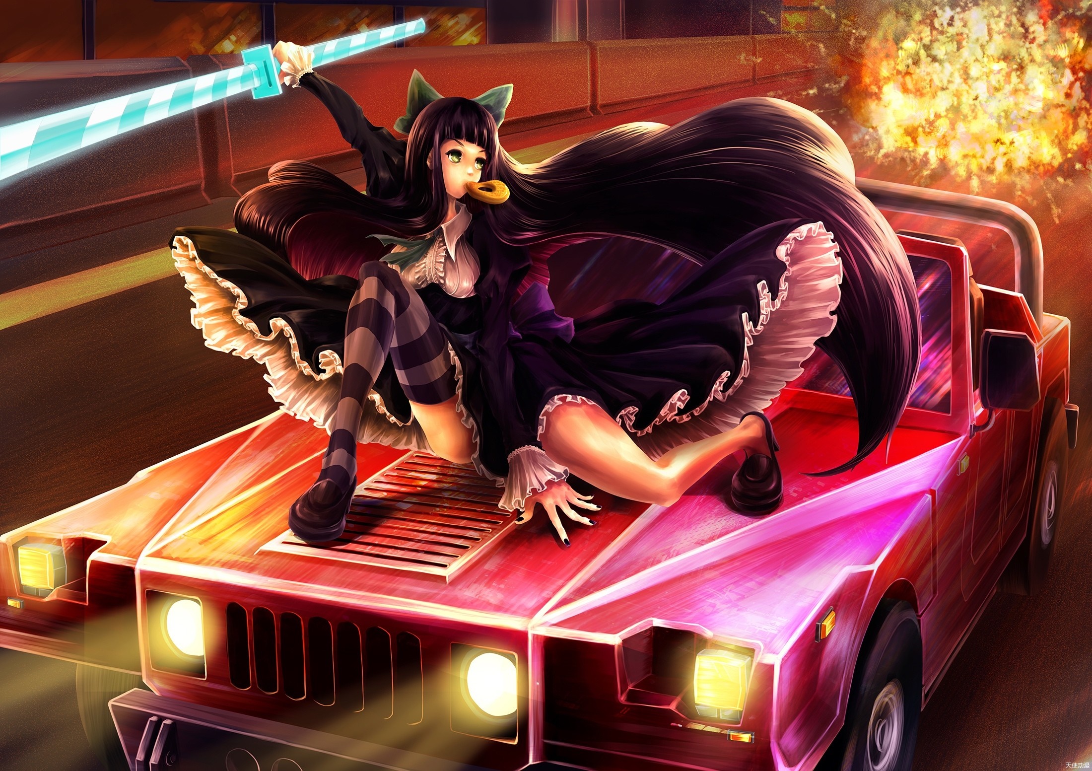 Anarchy Stocking from Panty and Stocking with Garterbelt driving HD Wallpaper