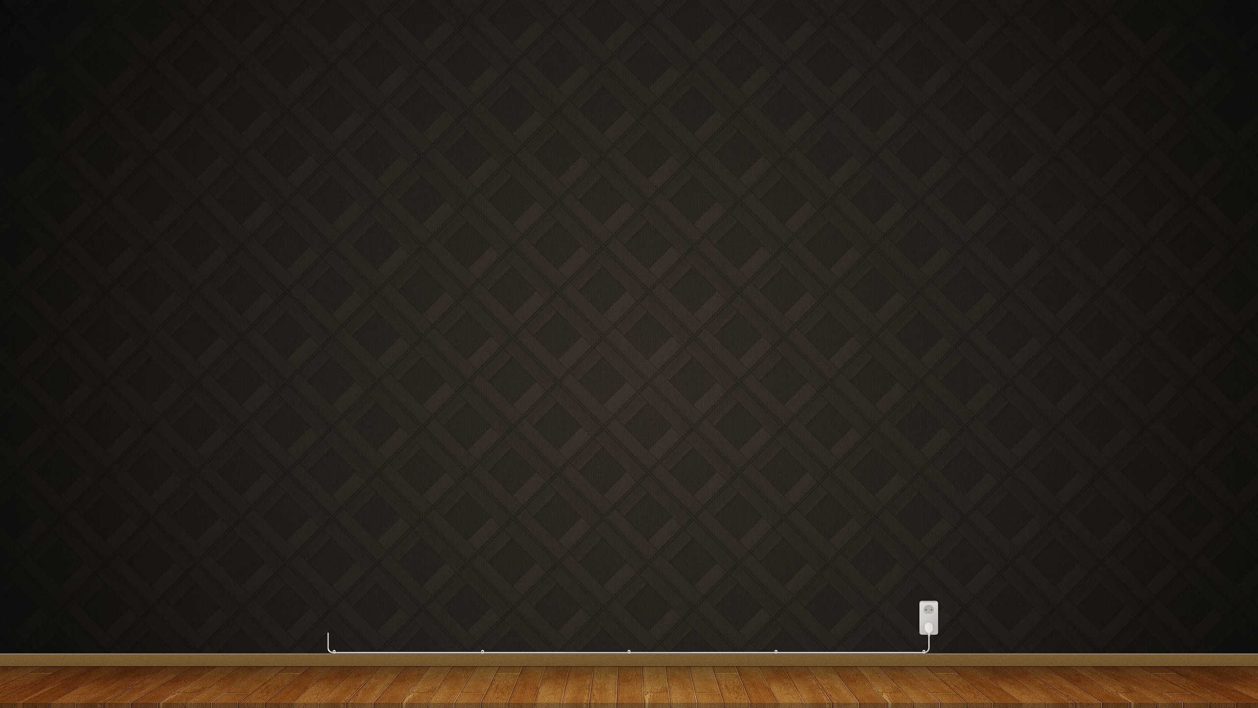 Dark patterned wall with wooden floor and electrical outlet HD Wallpaper