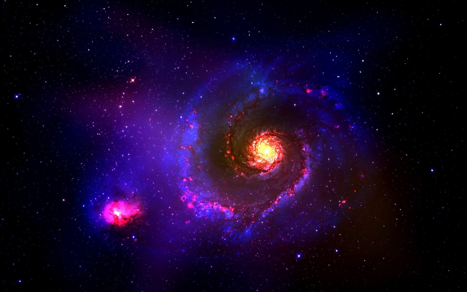 Spiral galaxy in deep space with stars and nebula HD Wallpaper